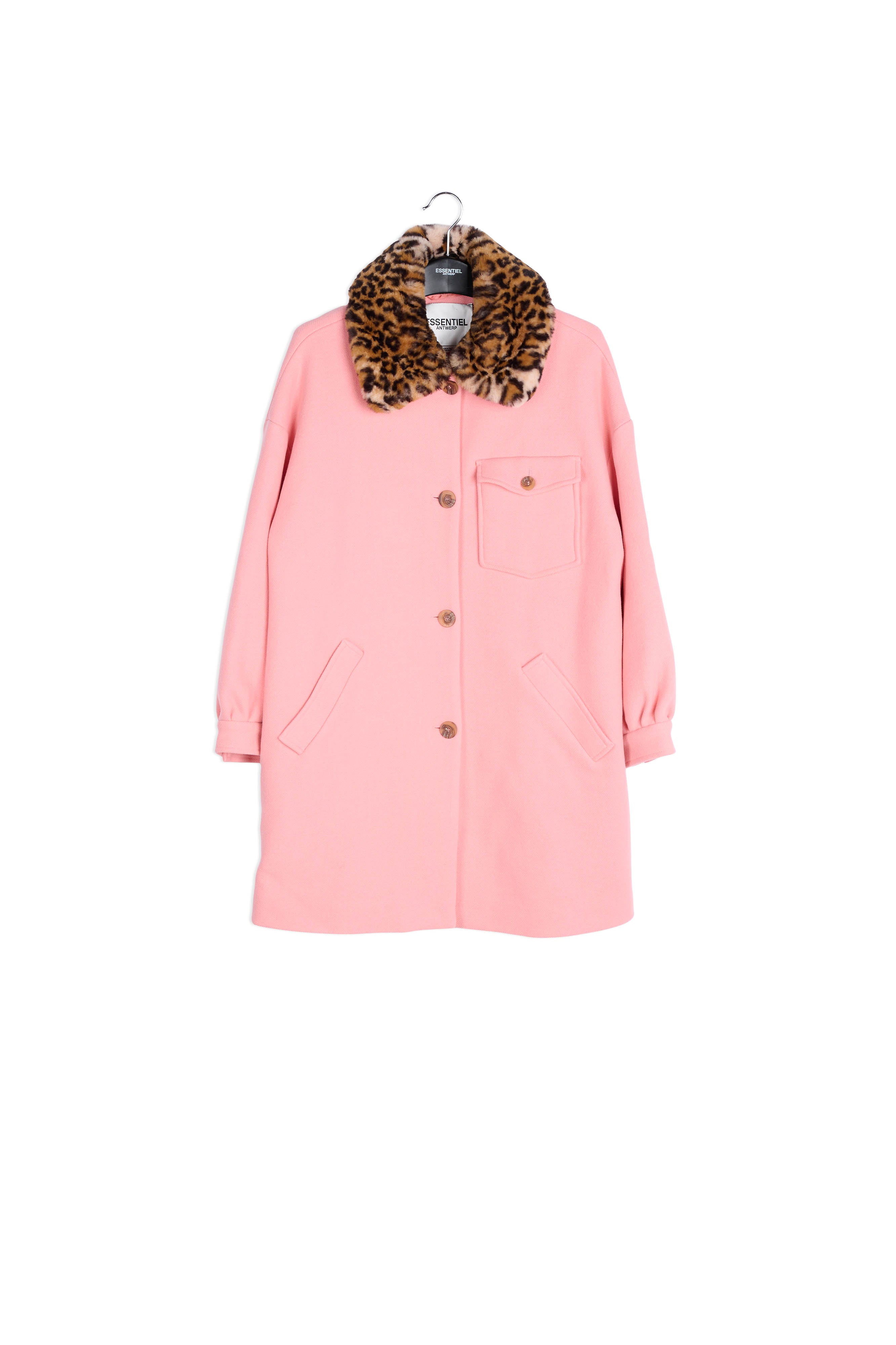 Pink italian wool blend coat RE—SSENTIEL | Essentiel second hand
