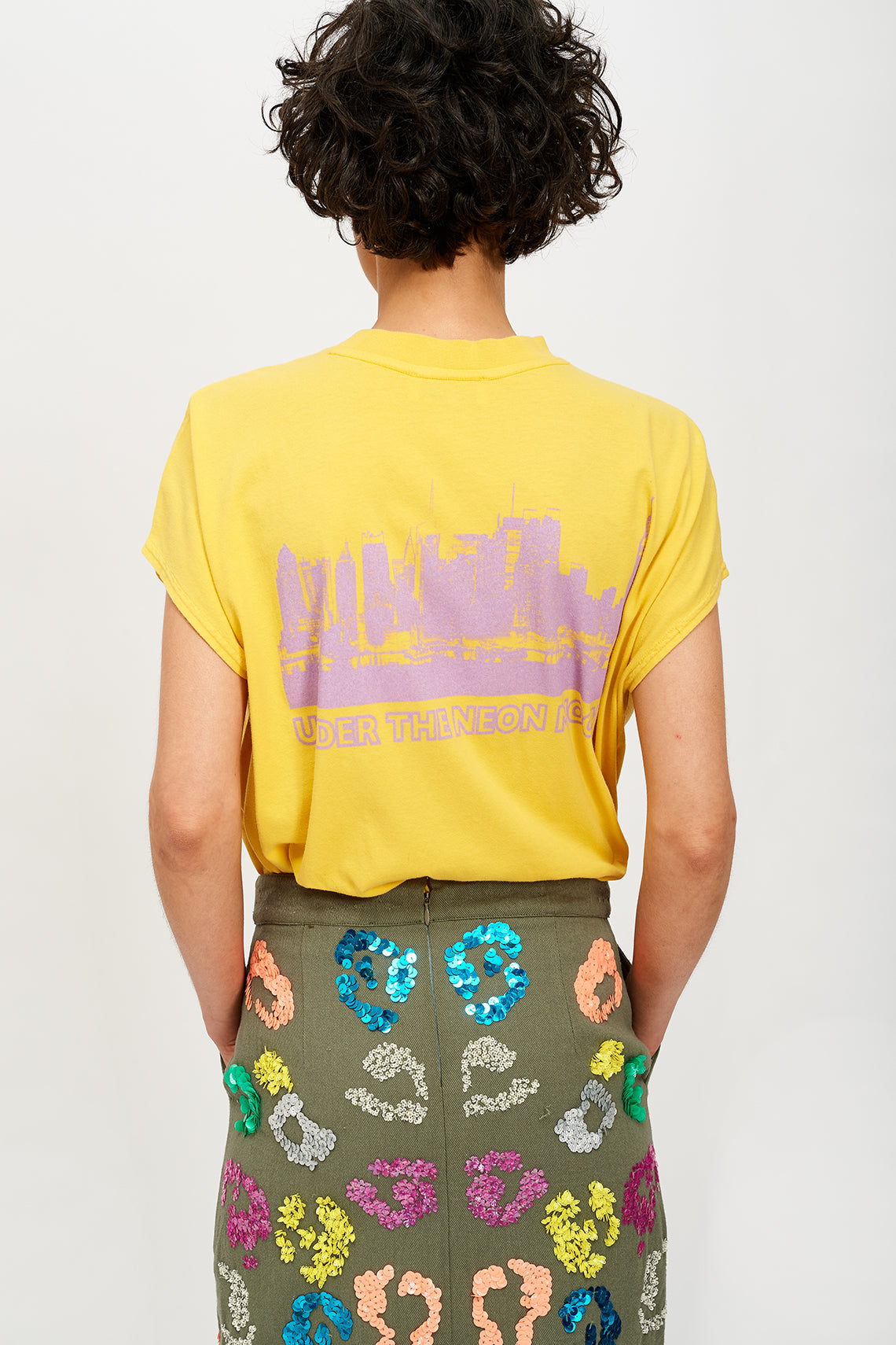 Army green sequined leopard print pencil skirt RE—SSENTIEL | Essentiel second hand