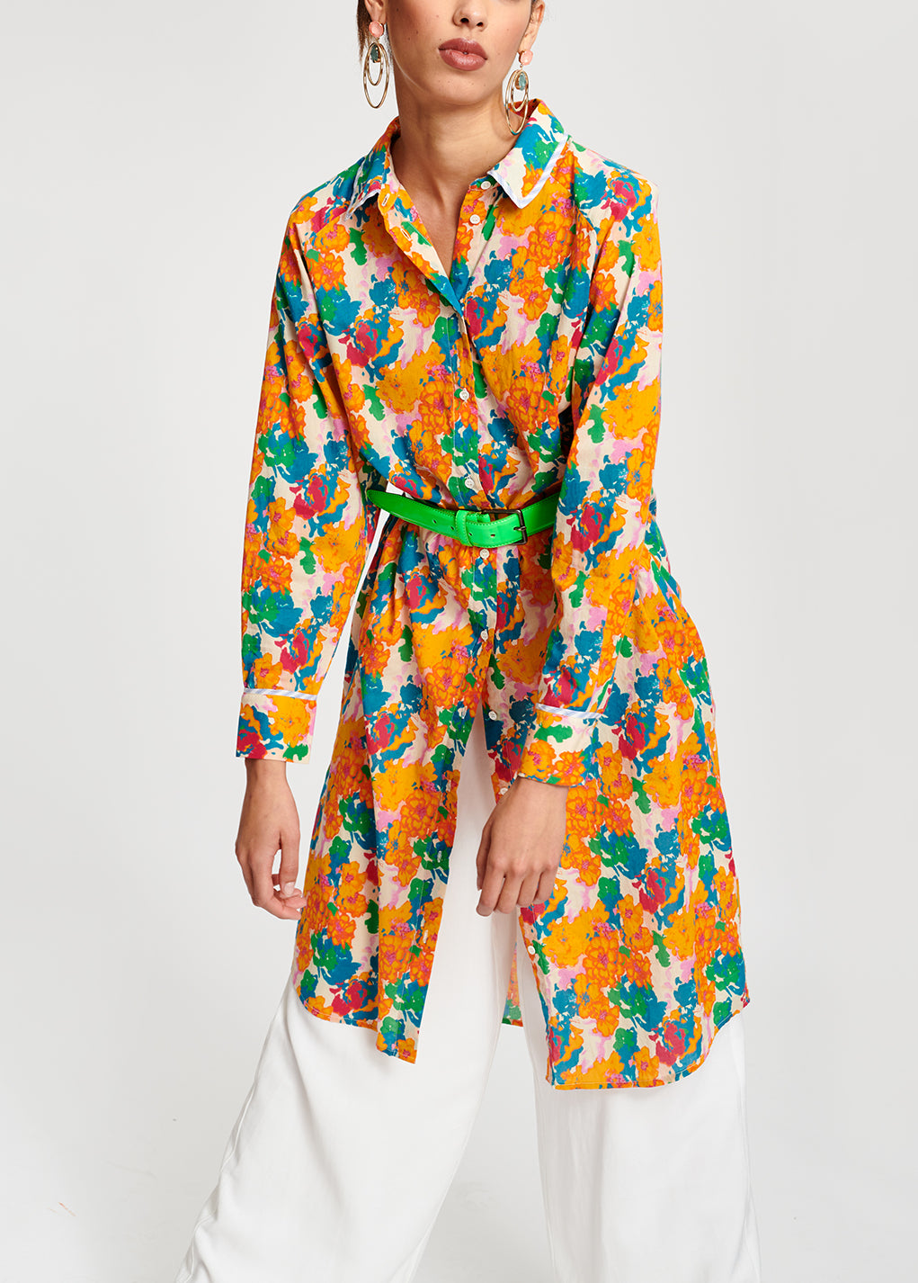 Multicoloured floral-print shirt dress RE—SSENTIEL | Essentiel second hand