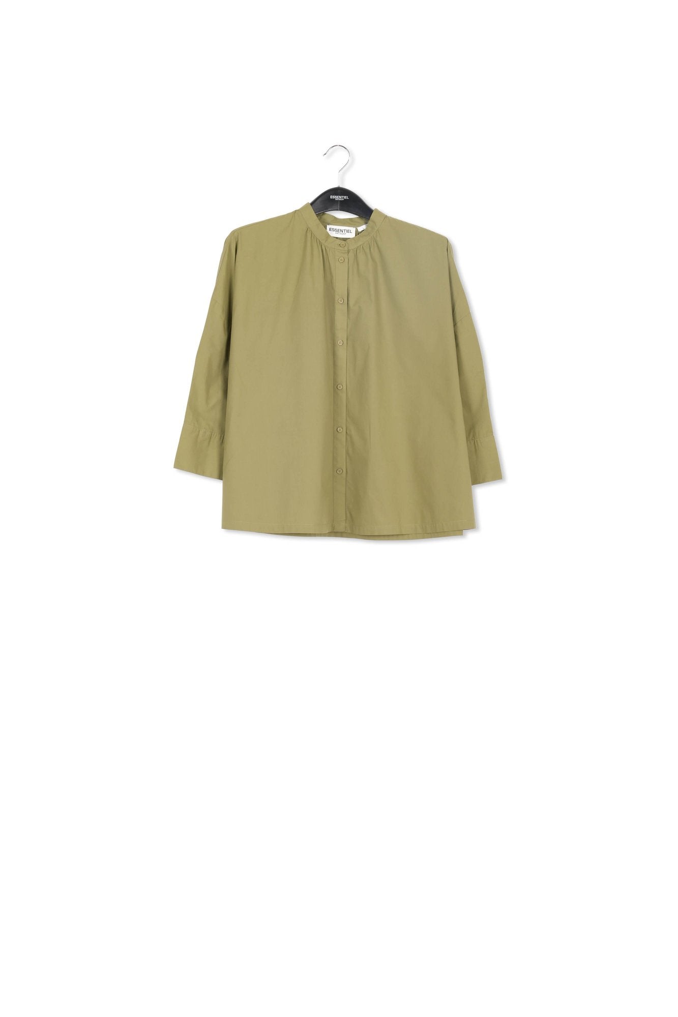 Khaki oversized cotton shirt RE—SSENTIEL | Essentiel second hand