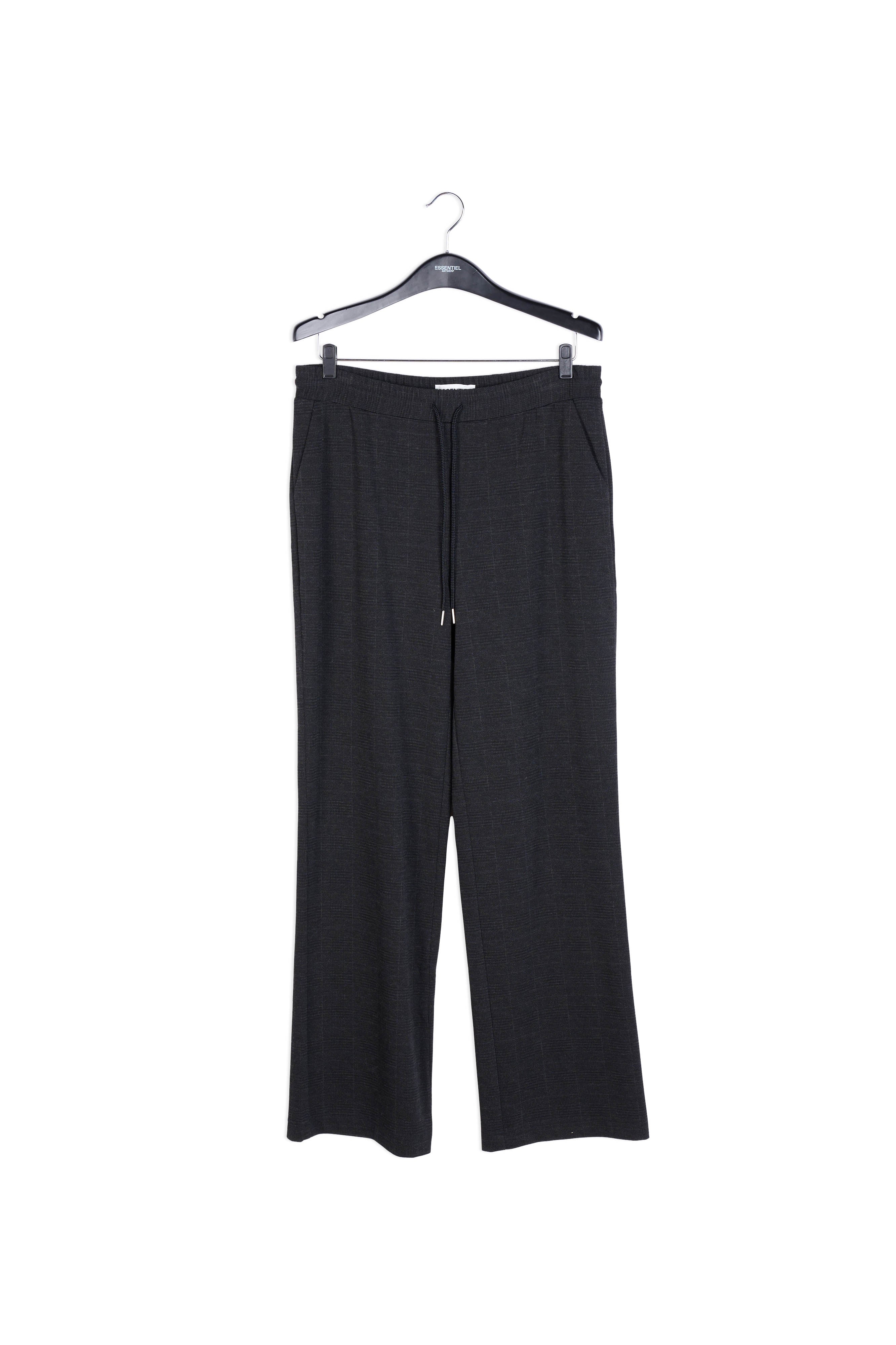 Grey check loose-fit straight-leg pants RE—SSENTIEL | Essentiel second hand