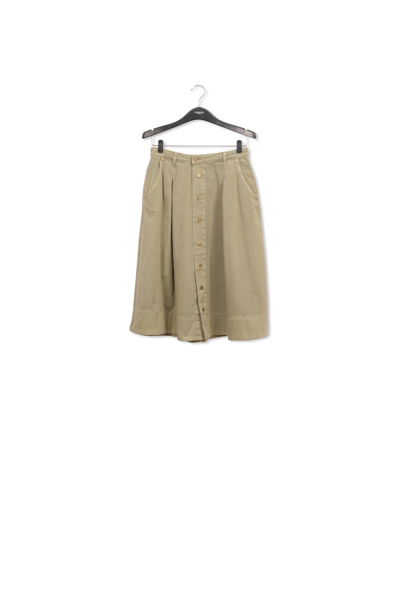 Kakigroene midirok met plooien RE—SSENTIEL | Essentiel second hand