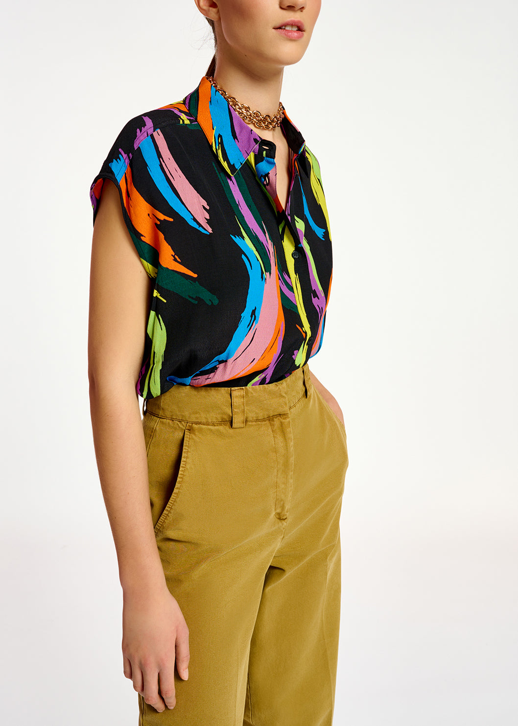 Multicolor abstract print sleeveless shirt RE—SSENTIEL | Essentiel second hand