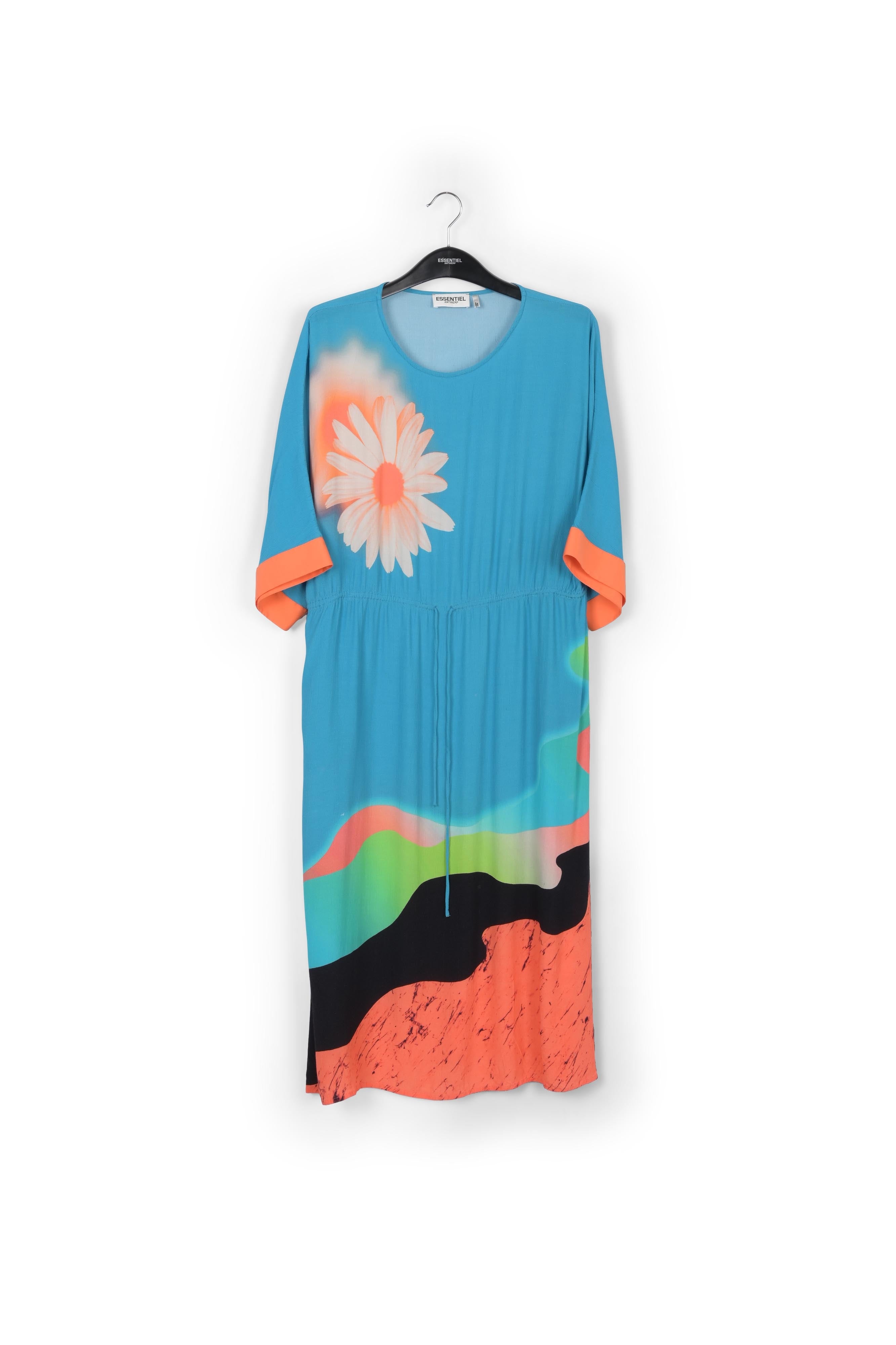 Bleu midi-length dress with multicolor print RE—SSENTIEL | Essentiel second hand