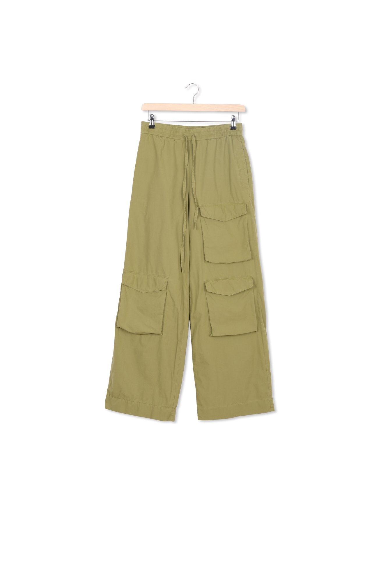 Khaki cotton cargo pants RE—SSENTIEL | Essentiel second hand