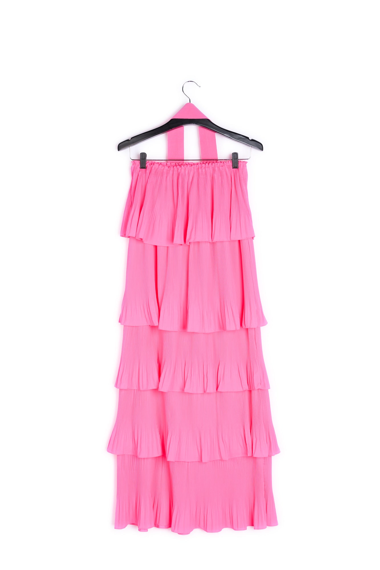 Neon pink tiered strapless dress RE—SSENTIEL | Essentiel second hand