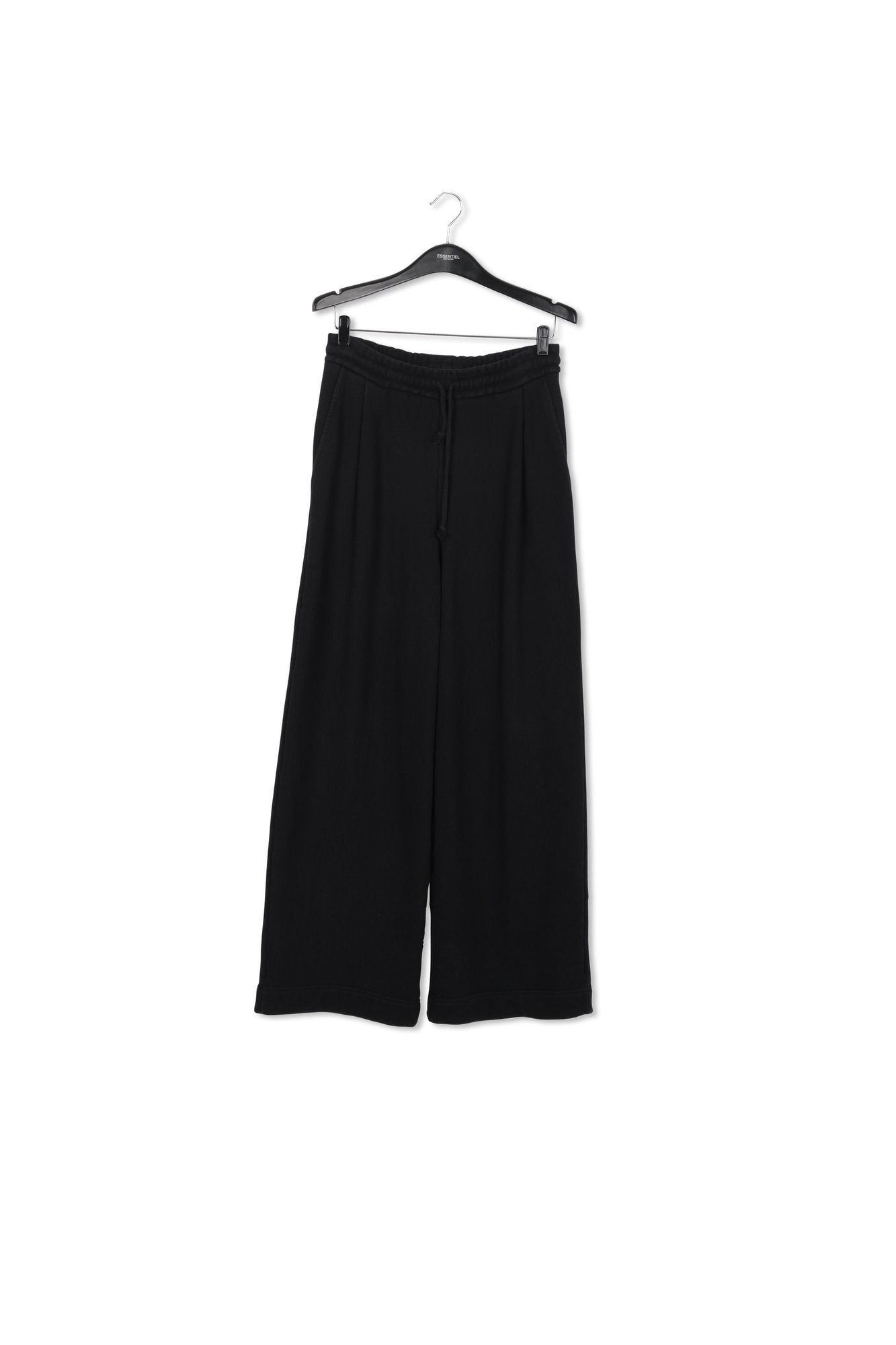 Black wide-leg cotton-jersey sweatpants RE—SSENTIEL | Essentiel second hand
