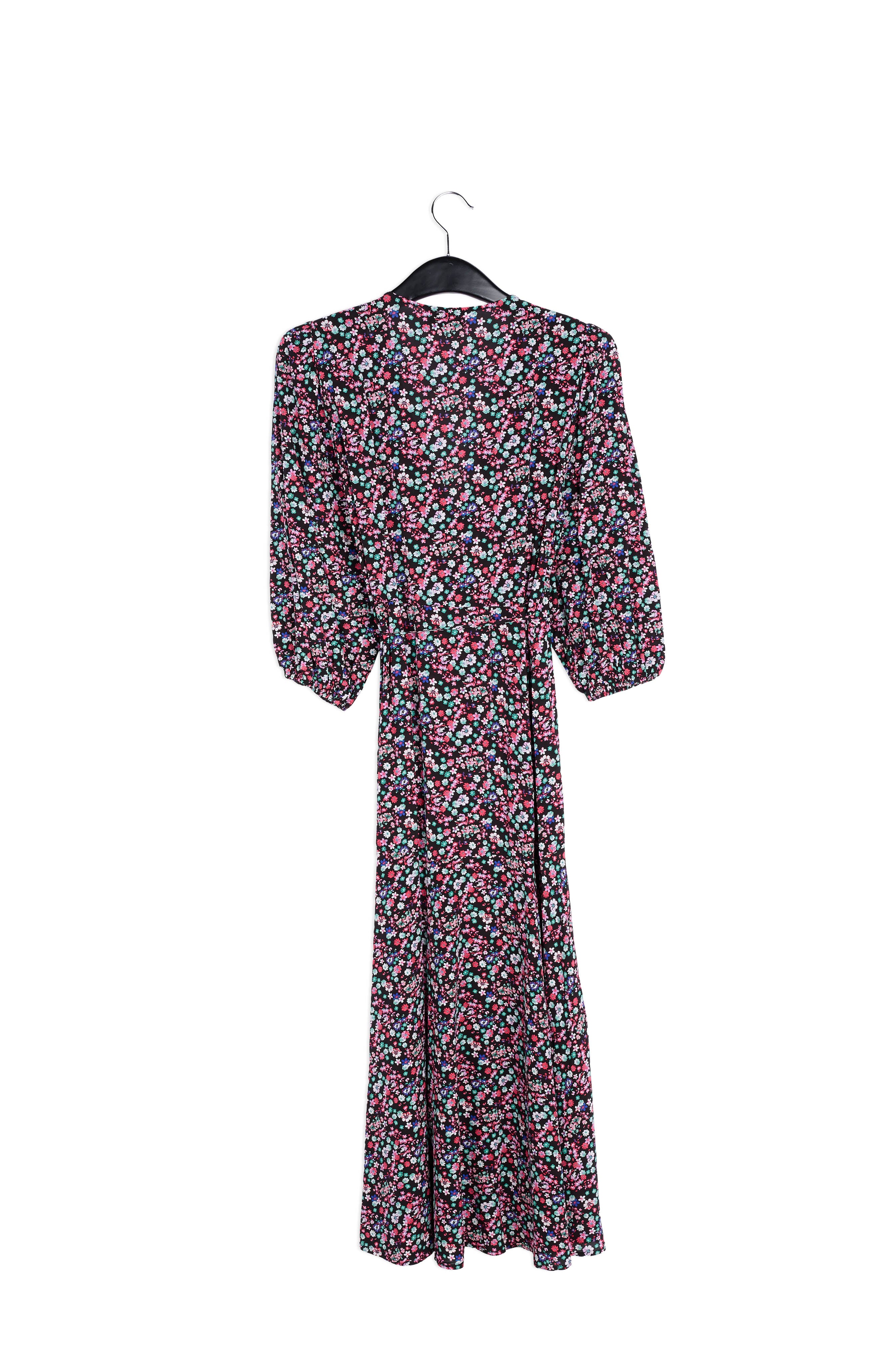 Black floral-print wrap maxi dress RE—SSENTIEL | Essentiel second hand