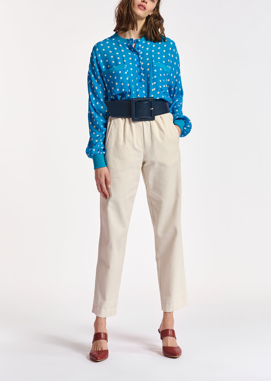 Top ample bleu à pois blancs RE—SSENTIEL | Essentiel second hand