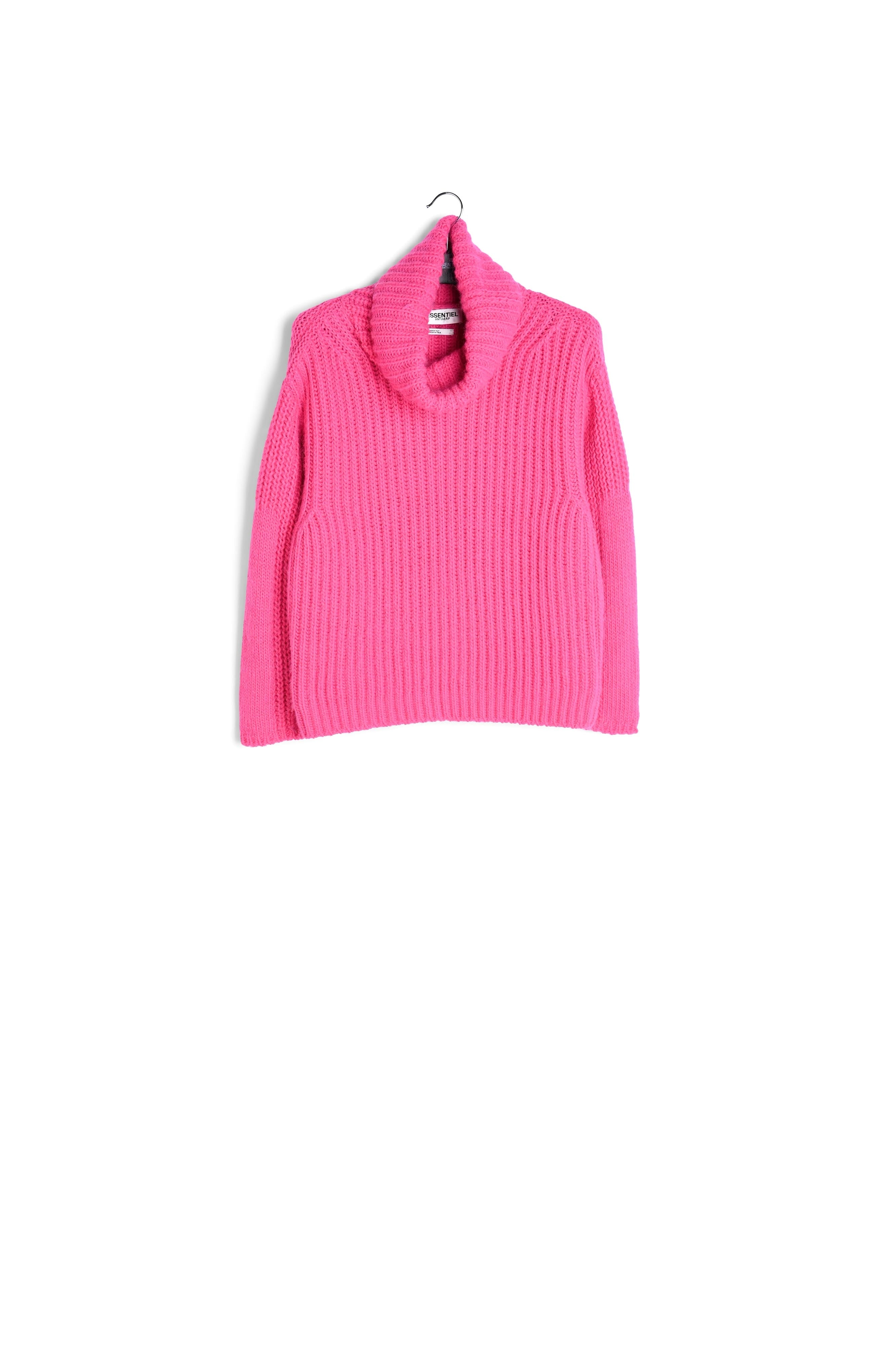 Pink chunky ribbed turtleneck sweater RE—SSENTIEL | Essentiel second hand