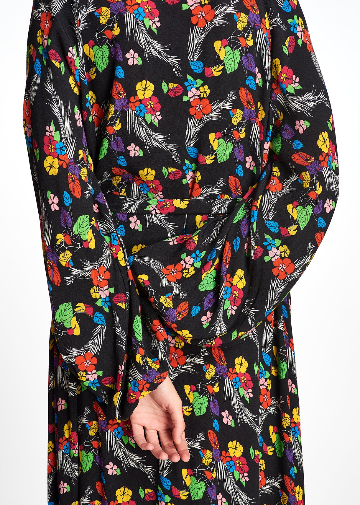 Robe maxi noire à imprimé tropical RE—SSENTIEL | Essentiel second hand