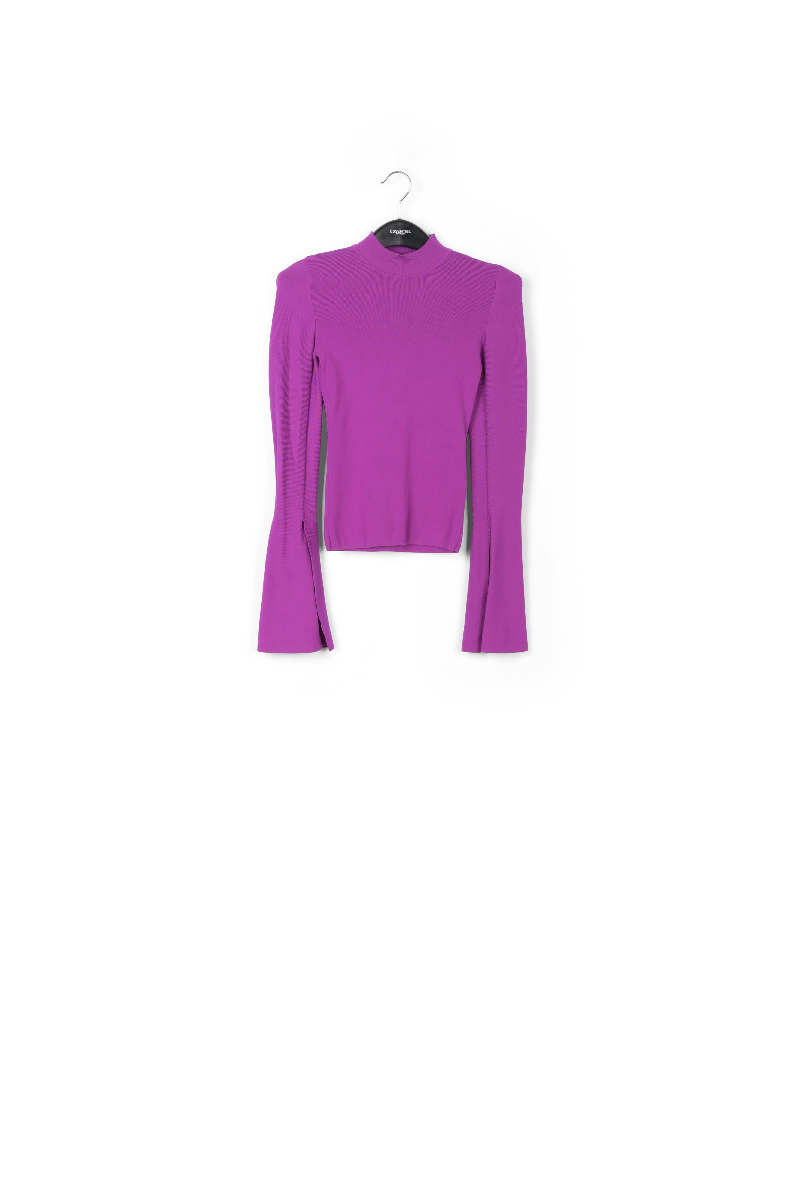 Purple slim-fit knit sweater with trumpet sleeves RE—SSENTIEL | Essentiel second hand