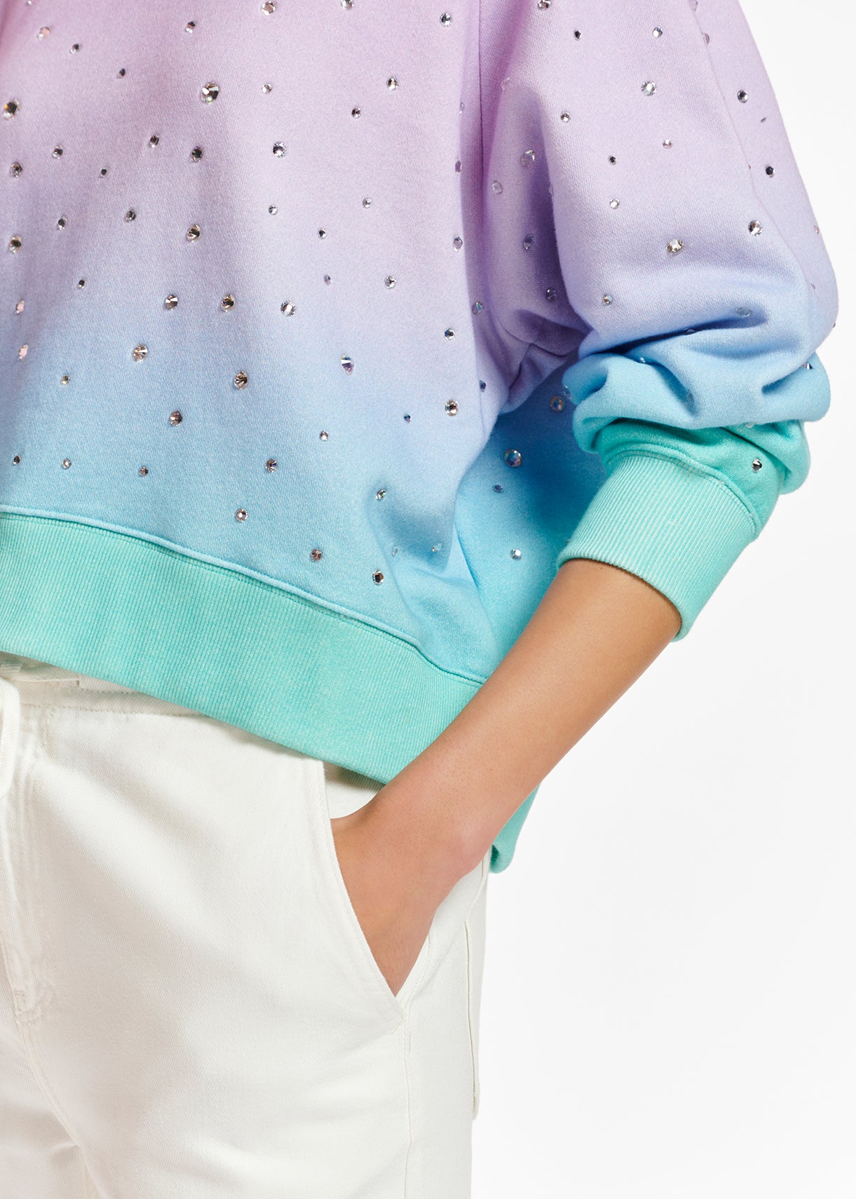 Sweatshirt violet, lilas et turquoise avec strass RE—SSENTIEL | Essentiel second hand