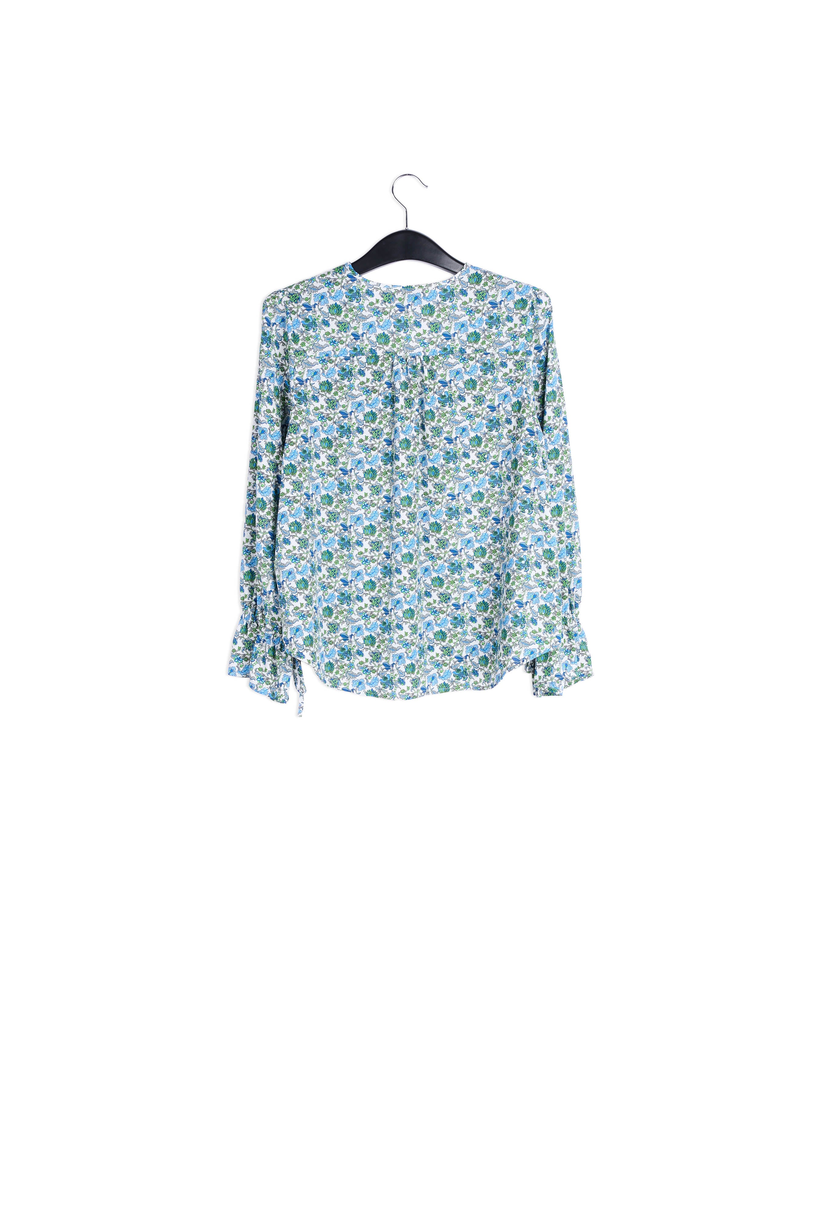 White top with blue floral print and rhinestones RE—SSENTIEL | Essentiel second hand