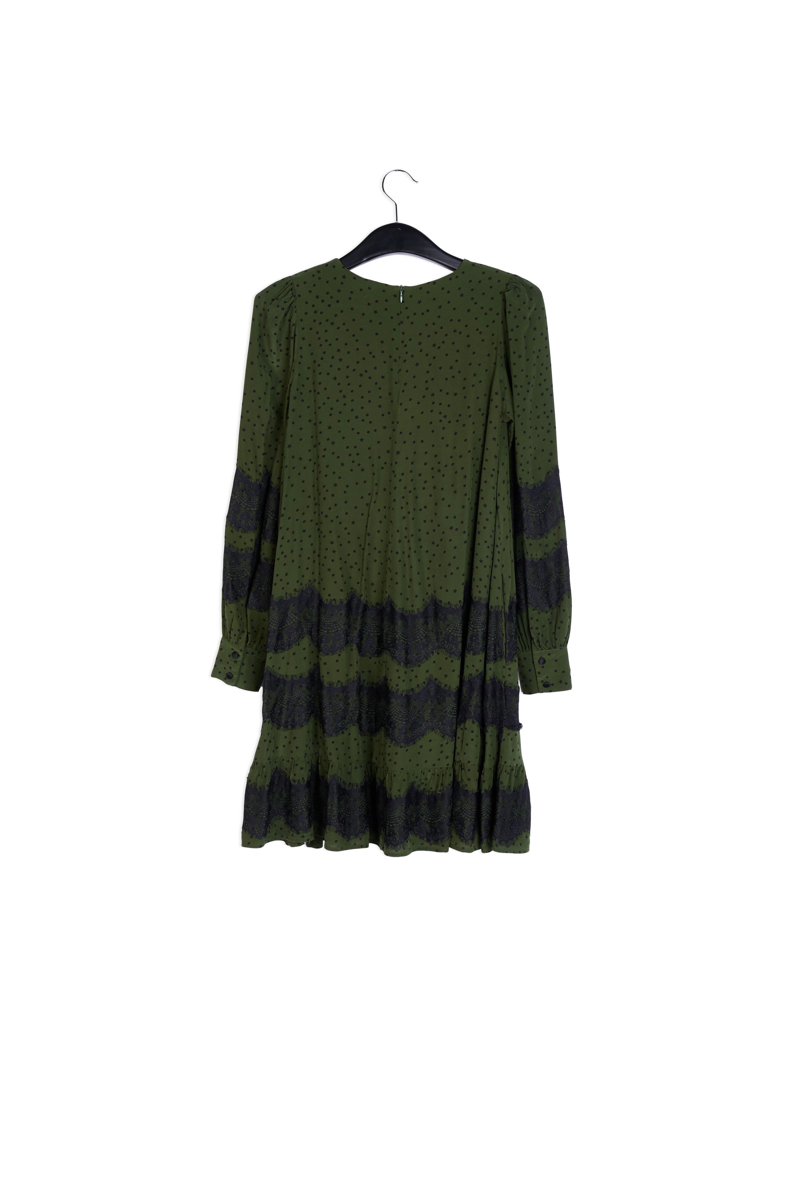 Kakigroene mini-jurk met kanten details RE—SSENTIEL | Essentiel second hand