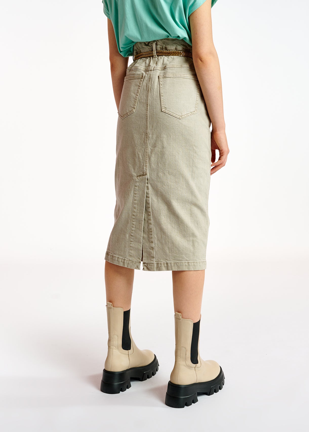 Beige denim pencil skirt RE—SSENTIEL | Essentiel second hand