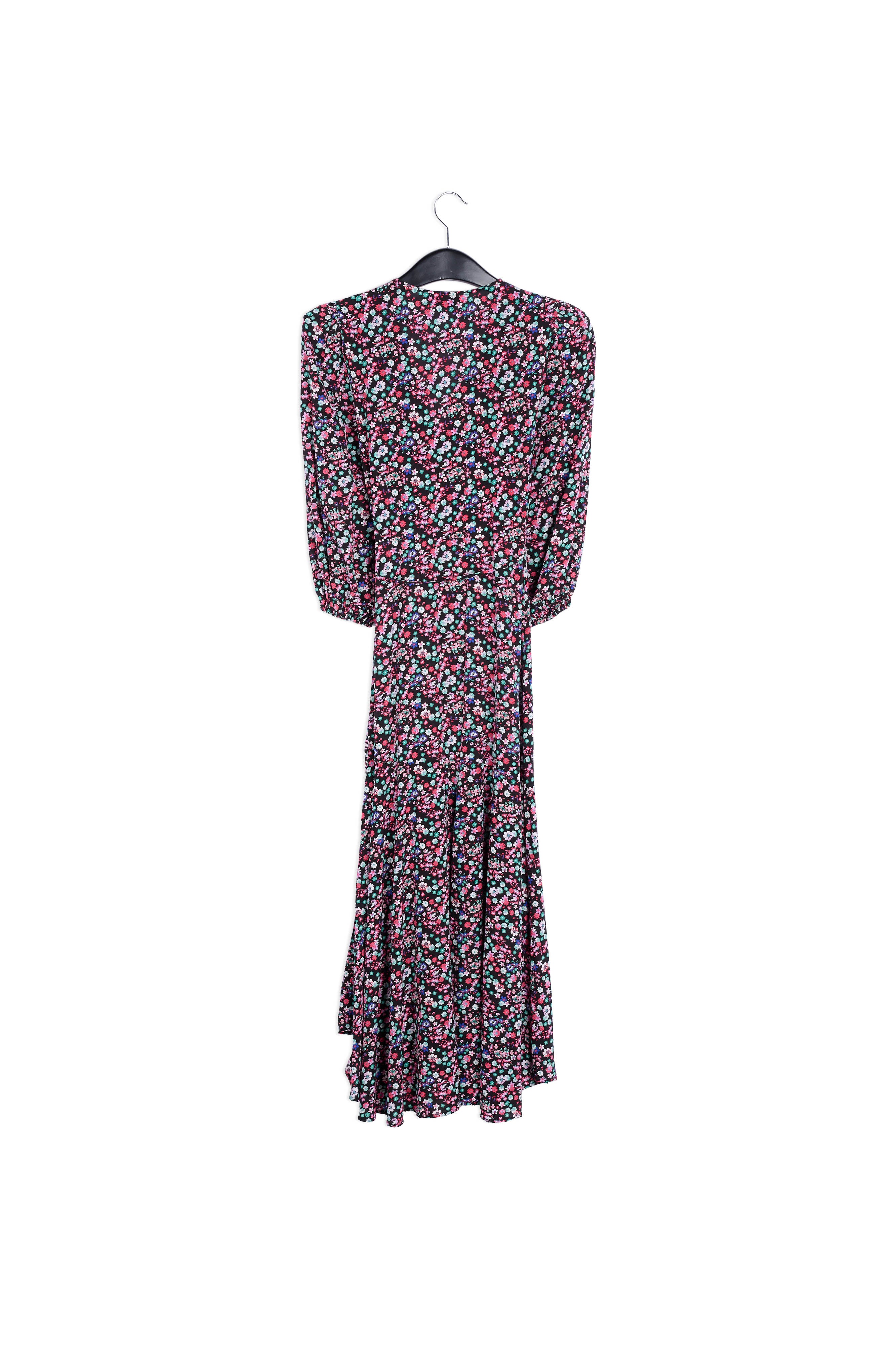 Robe maxi cache-cœur noire à imprimé floral RE—SSENTIEL | Essentiel second hand