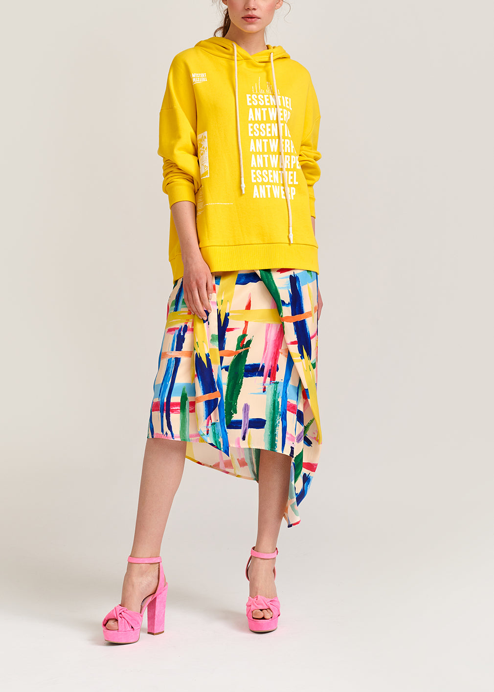 Multicolored graphic striped midi skirt RE—SSENTIEL | Essentiel second hand