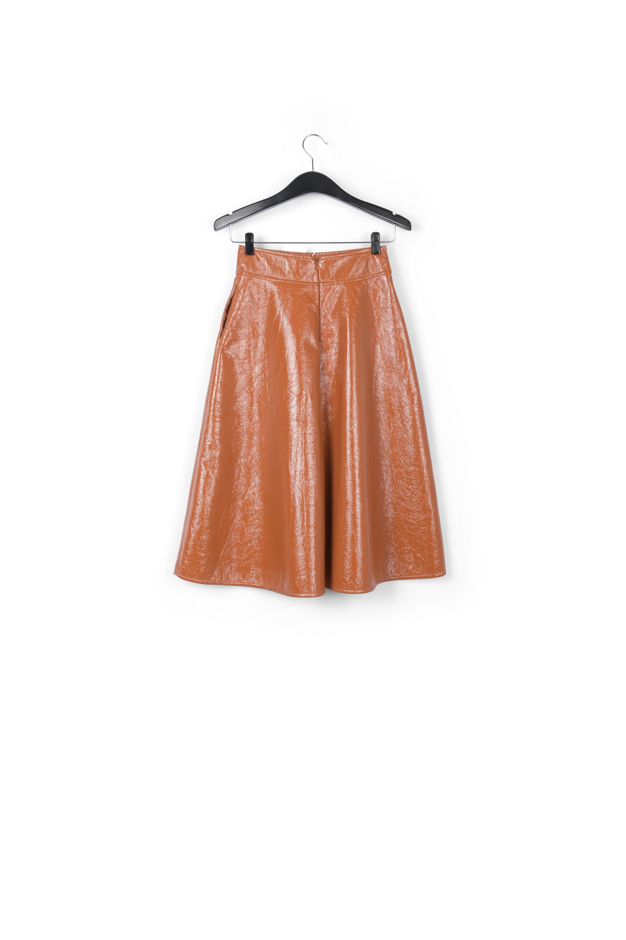 Camel faux leather A-line skirt RE—SSENTIEL | Essentiel second hand