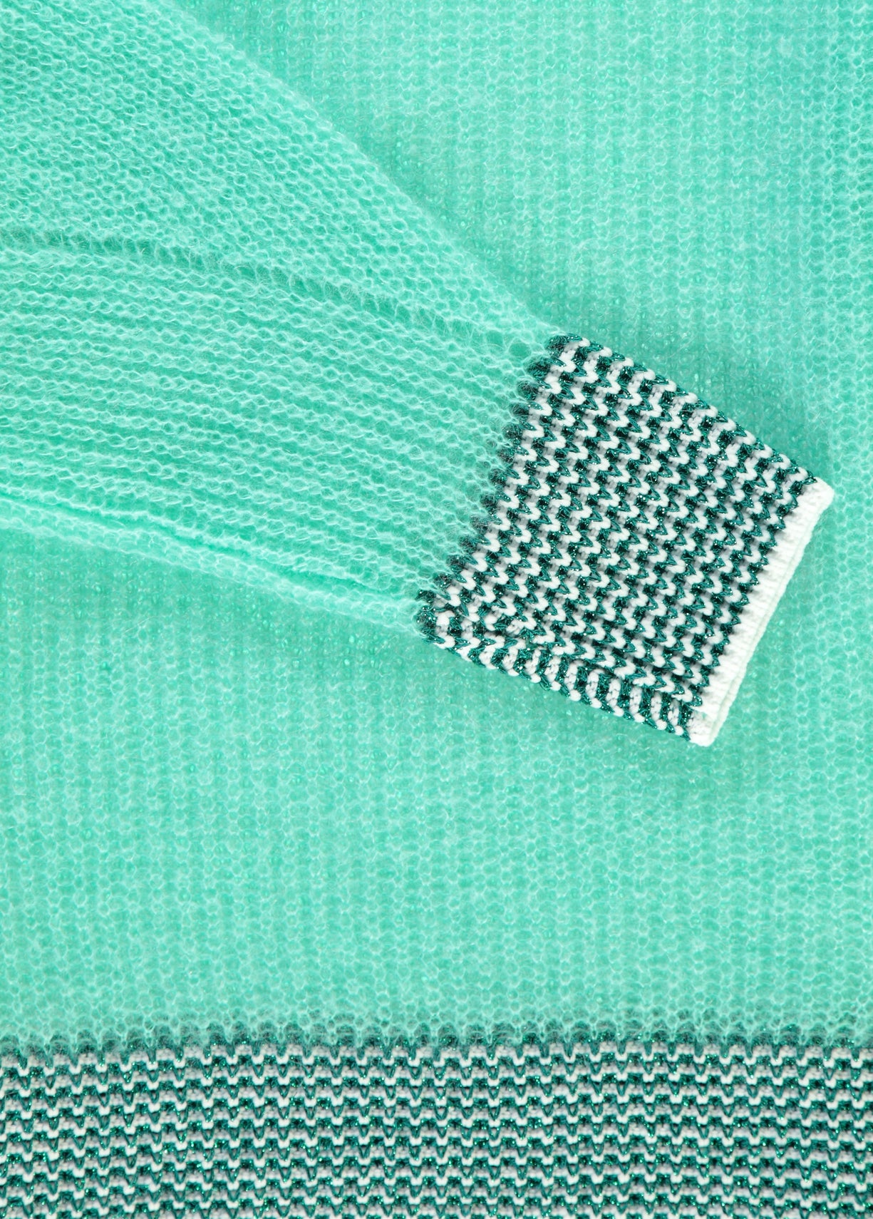 Turquoise summer sweater with contrasting trims RE—SSENTIEL | Essentiel second hand
