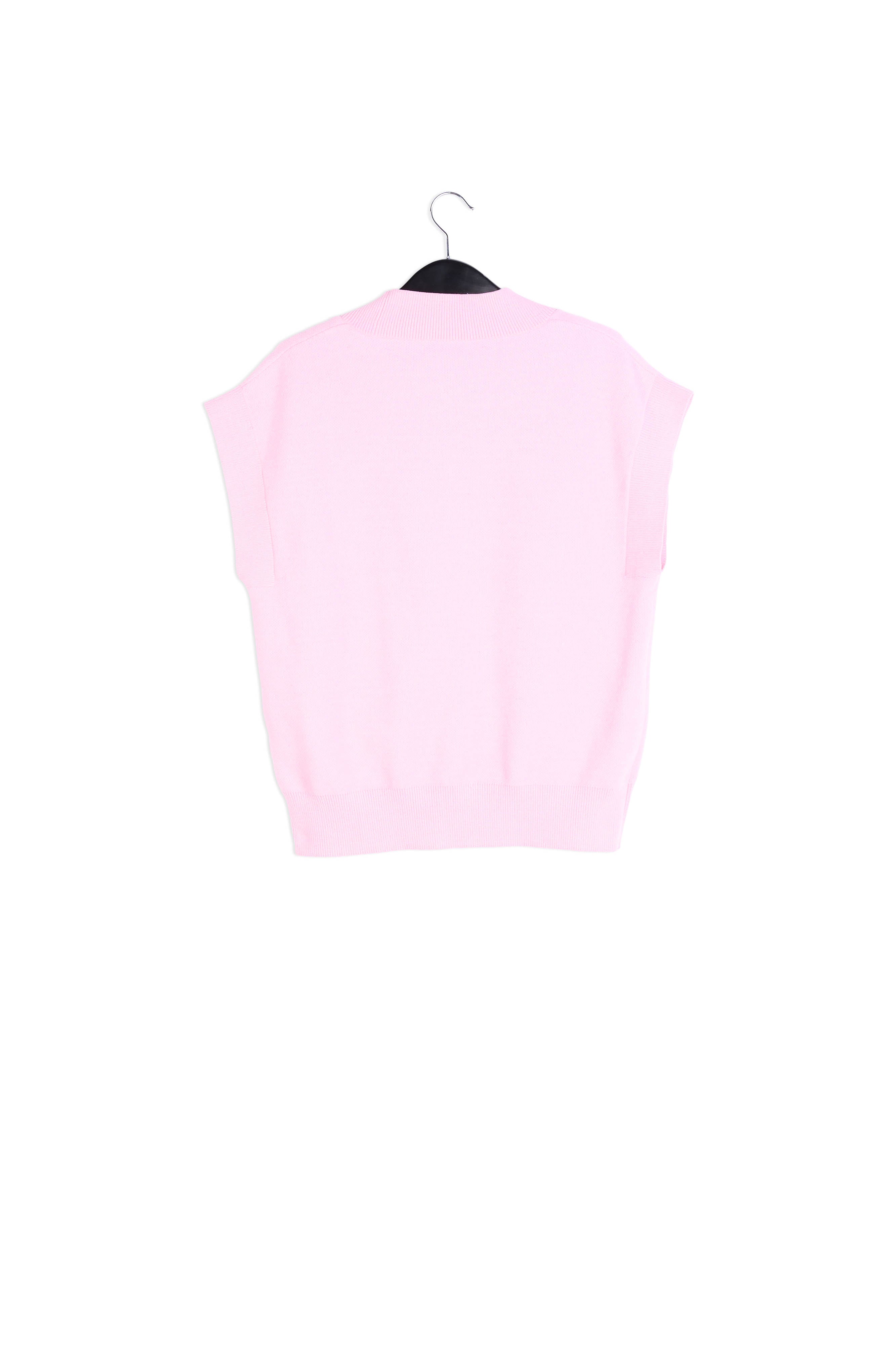 Roze gebreid vest zonder mouwen RE—SSENTIEL | Essentiel second hand