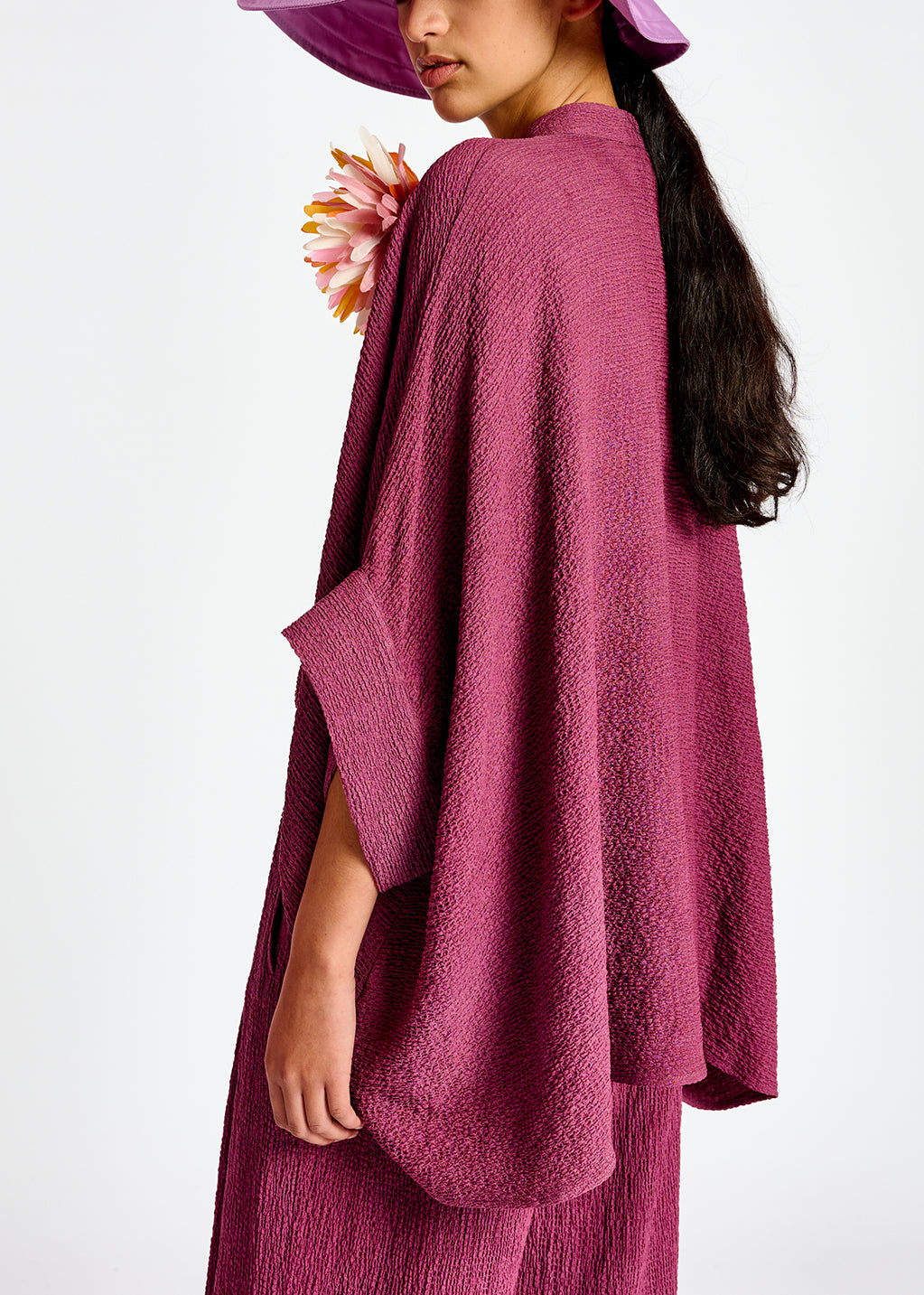 Purple boxy-cut seersucker shirt RE—SSENTIEL | Essentiel second hand