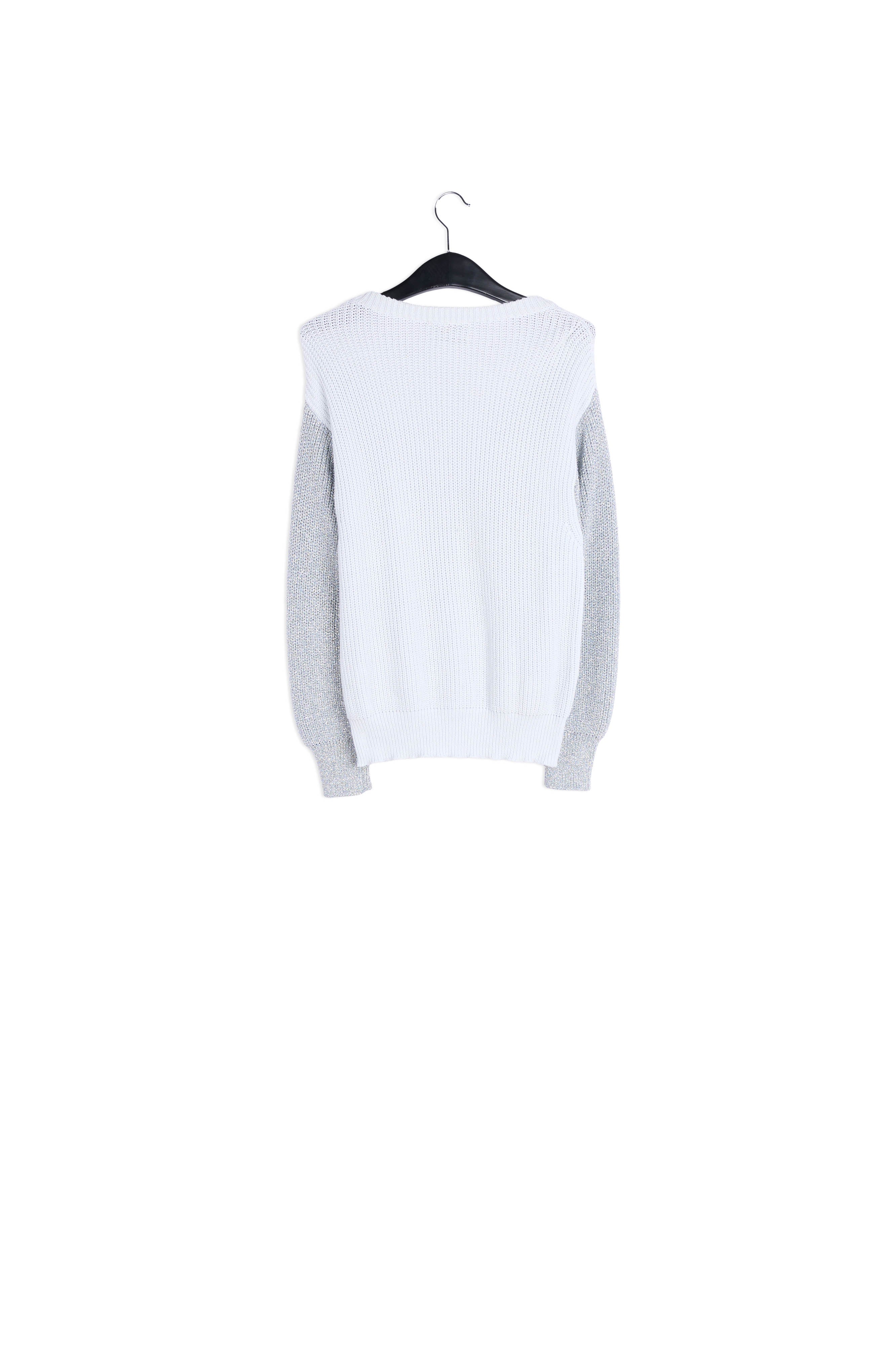 Grey cotton-blend sweater with metallic sleeves RE—SSENTIEL | Essentiel second hand