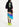 Black midi-length dress with multicolor print Faume - seconde main