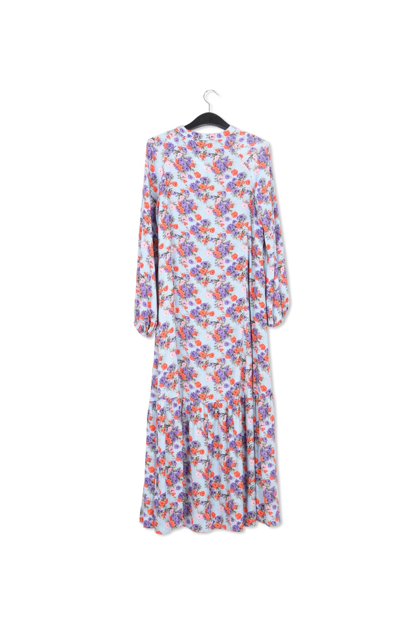 Light blue long-sleeved floral maxi dress RE—SSENTIEL | Essentiel second hand