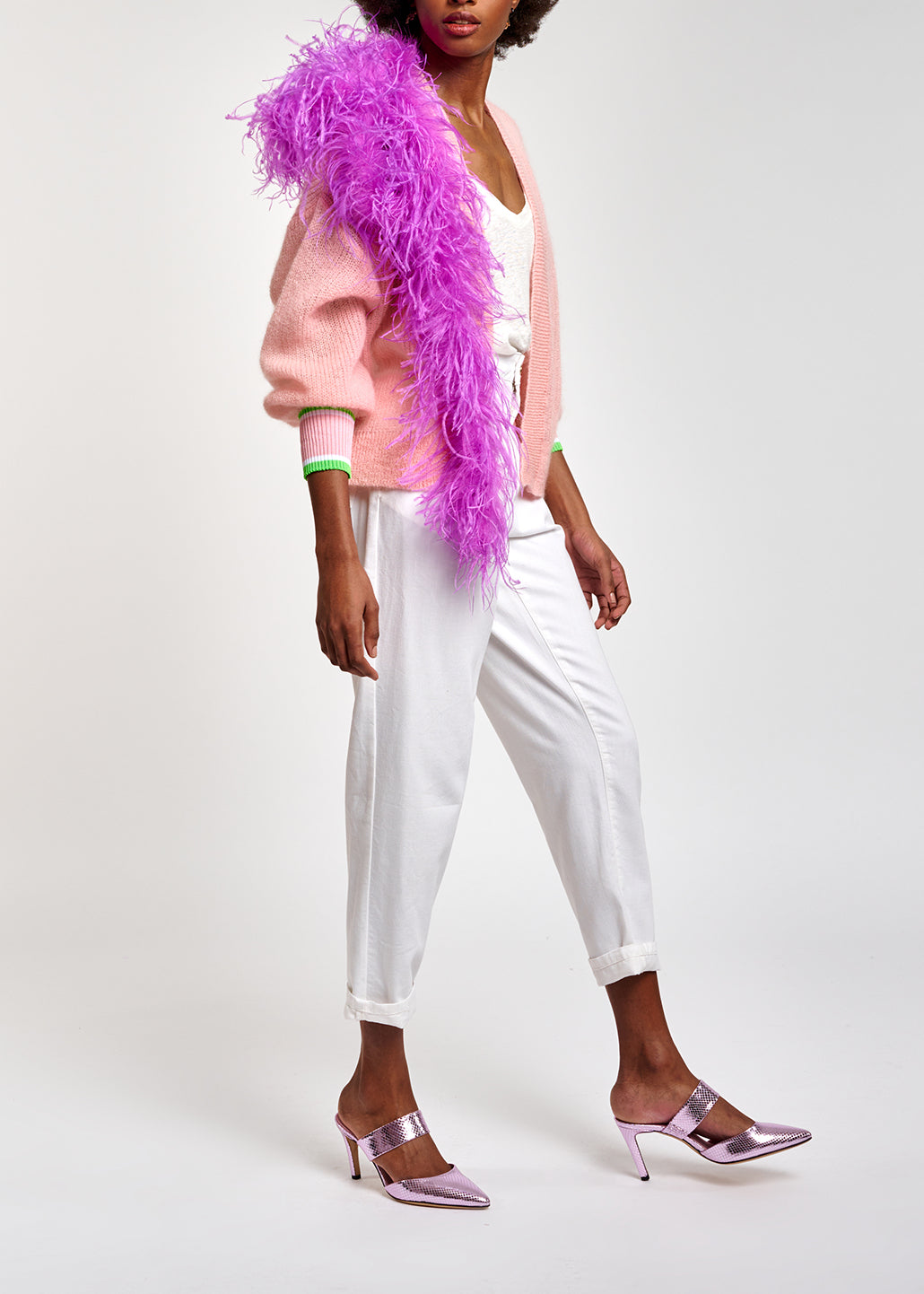 Light pink kid mohair cardigan RE—SSENTIEL | Essentiel second hand