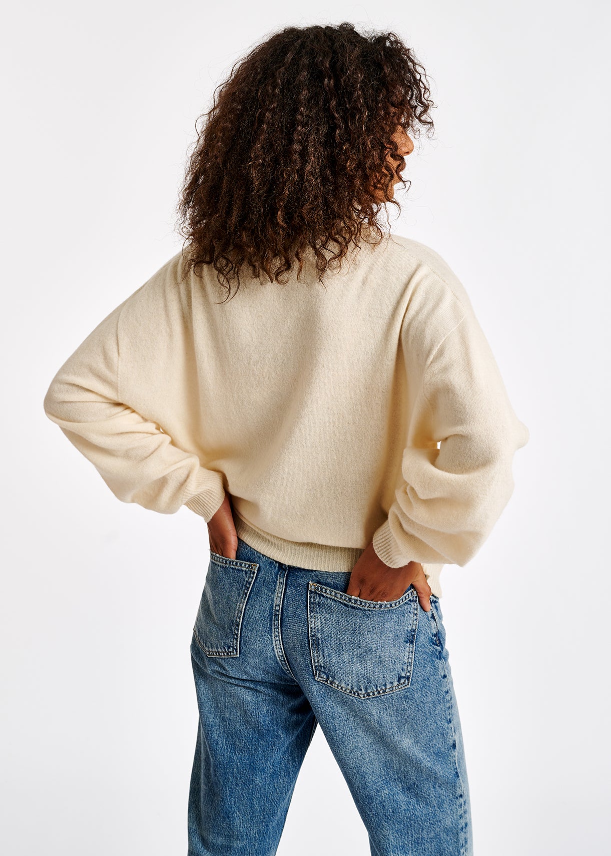 Pull à col roulé blanc cassé en mélange de mérinos RE—SSENTIEL | Essentiel second hand