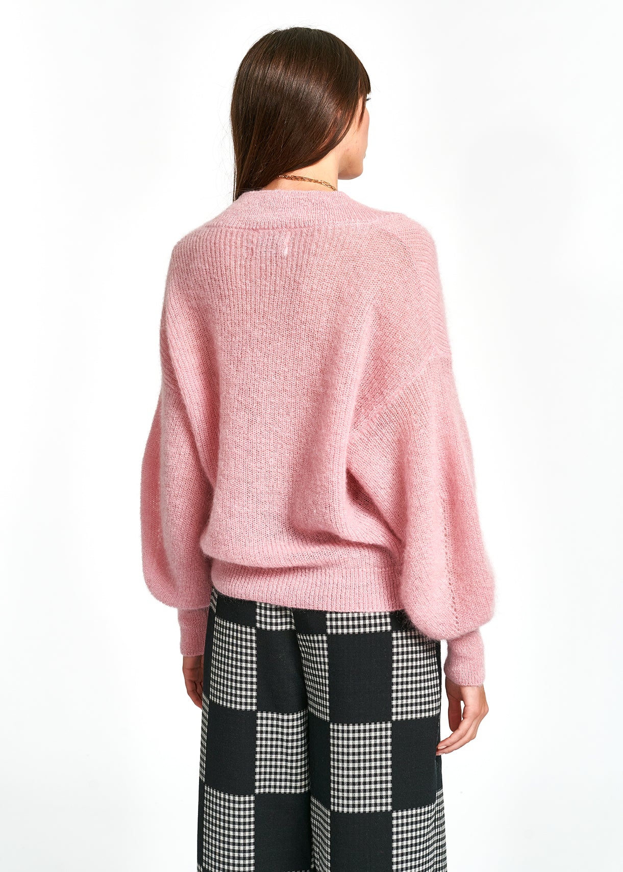 Dusty pink v-neck knit sweater RE—SSENTIEL | Essentiel second hand