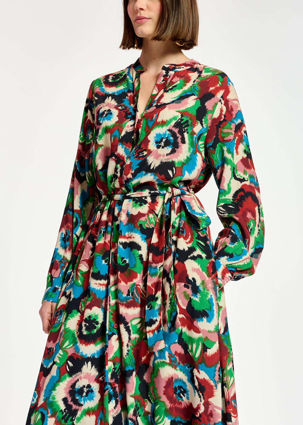 Multicolor floral-print shirt dress RE—SSENTIEL | Essentiel second hand