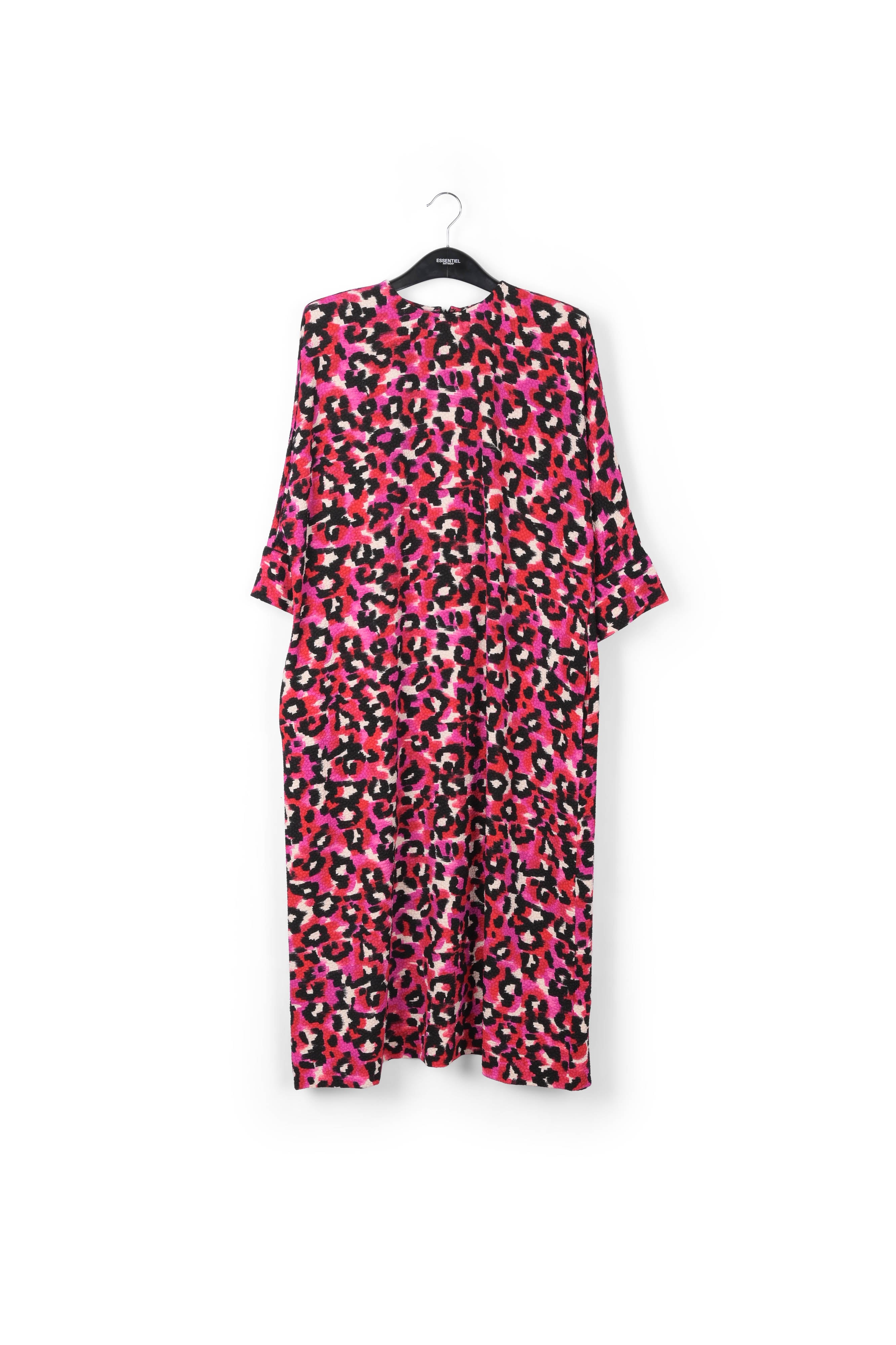 Pink and red leopard print midi dress RE—SSENTIEL | Essentiel second hand