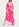 Neon pink long-sleeved v-neck maxi dress Faume - seconde main