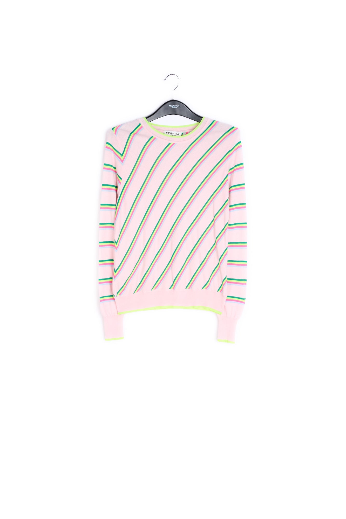 Light pink sweater with neon stripes RE—SSENTIEL | Essentiel second hand