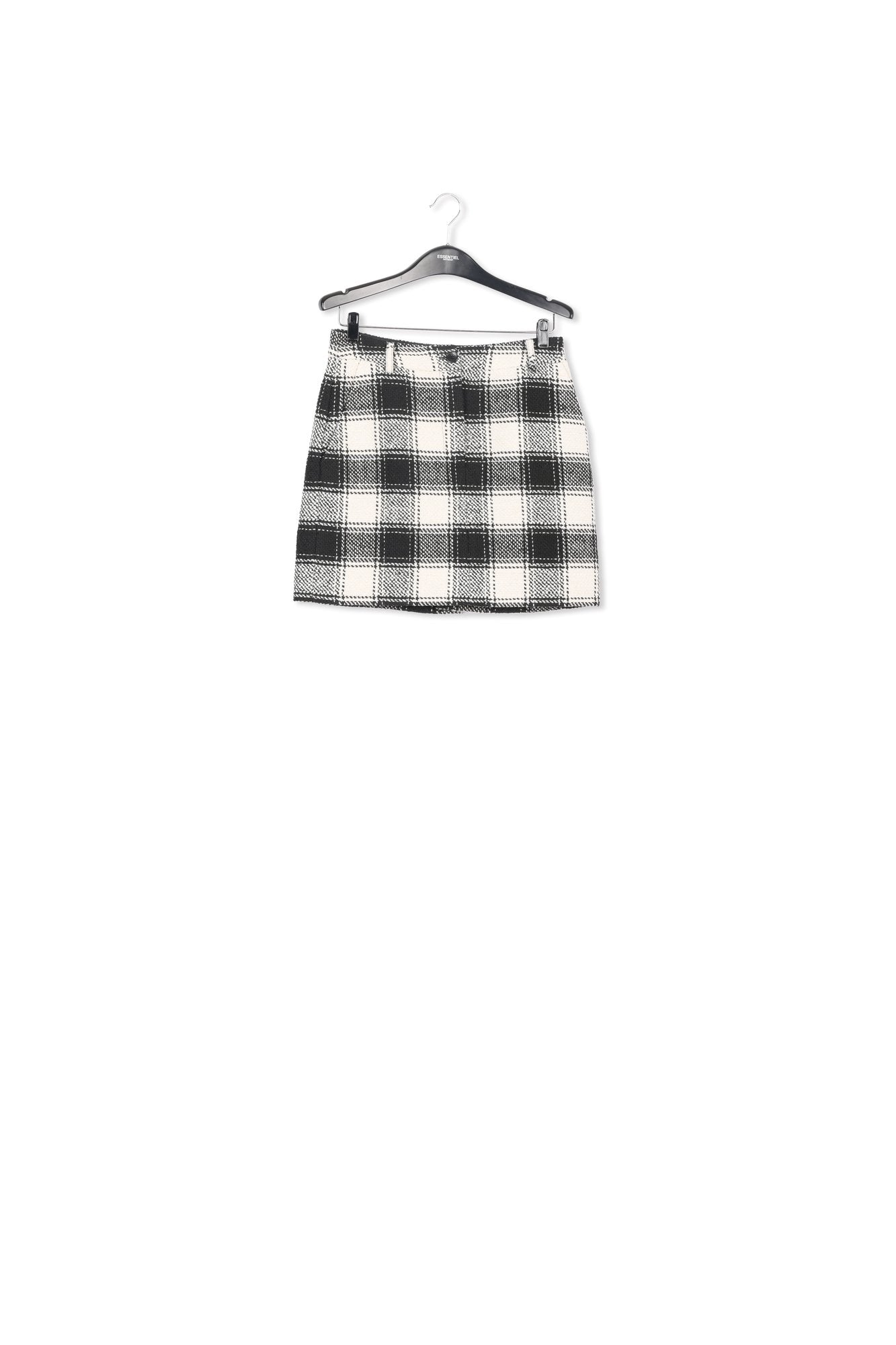 Ecru and black checked mini skirt RE—SSENTIEL | Essentiel second hand