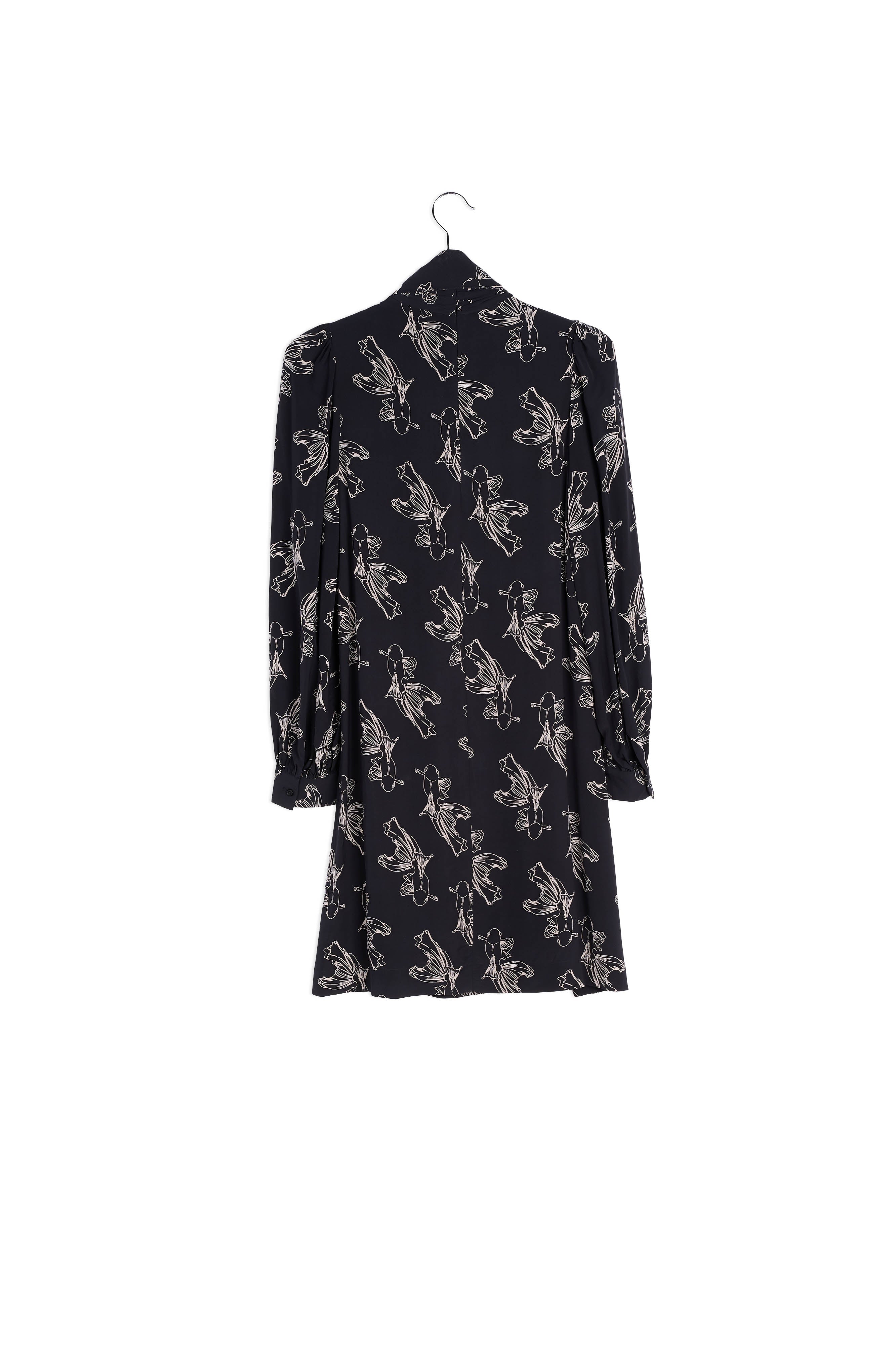 Black graphic print mini dress RE—SSENTIEL | Essentiel second hand