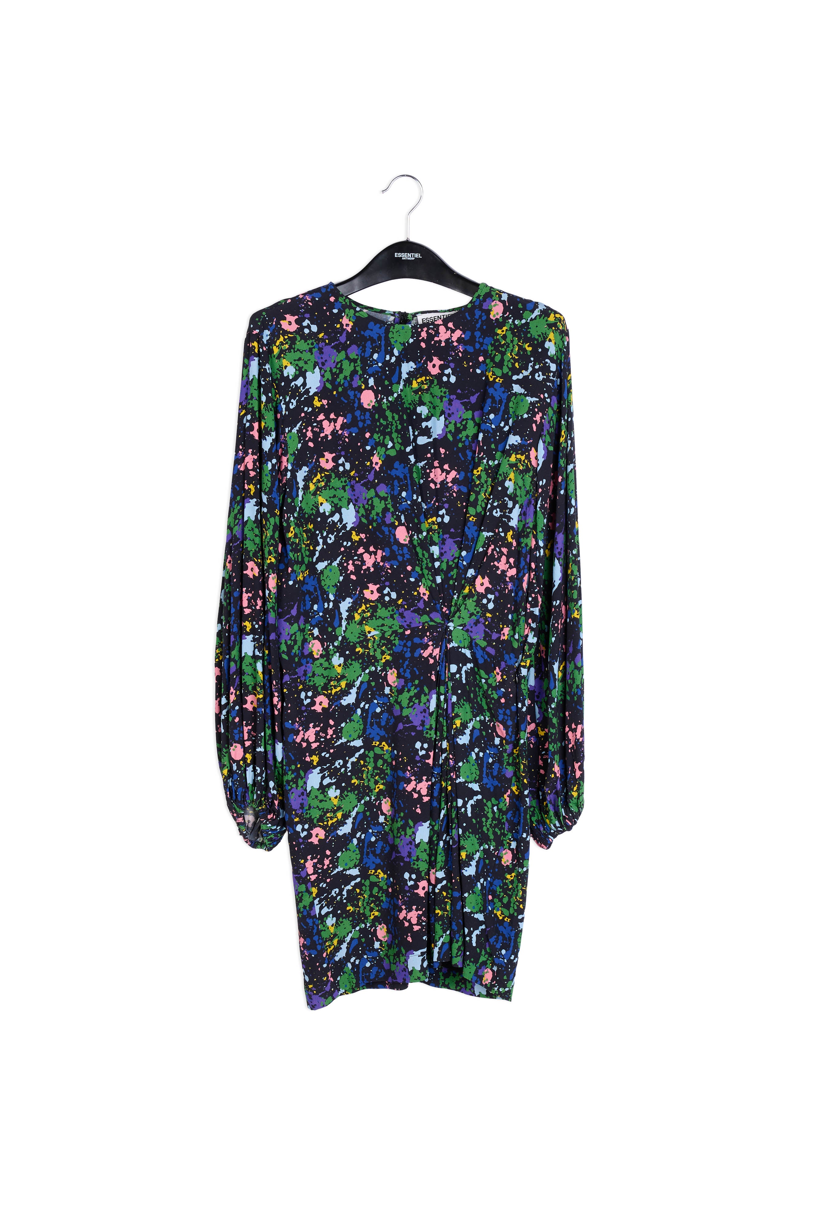 Black and blue floral print mini dress RE—SSENTIEL | Essentiel second hand