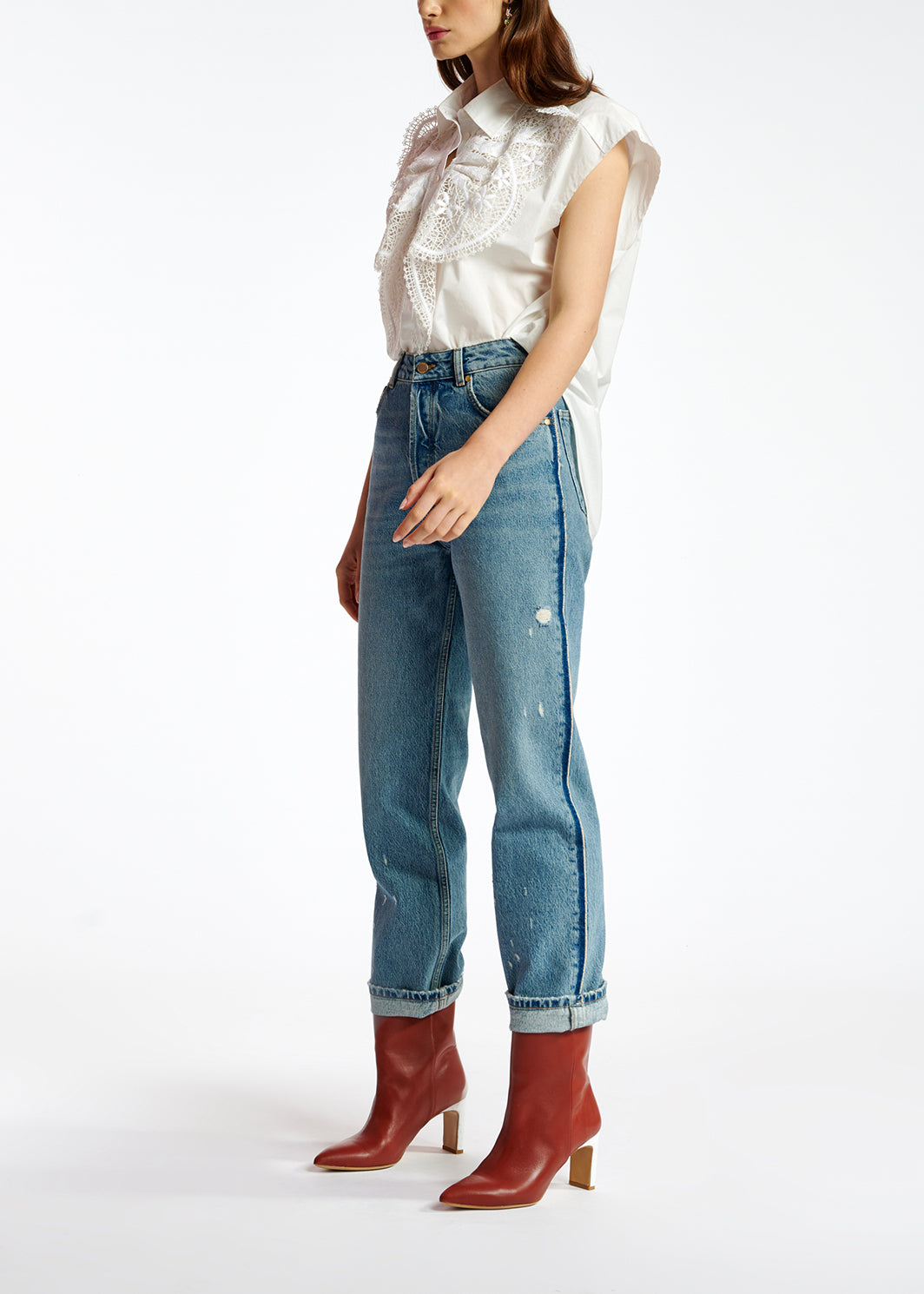 Blauwe jeans met rechte pijpen RE—SSENTIEL | Essentiel second hand