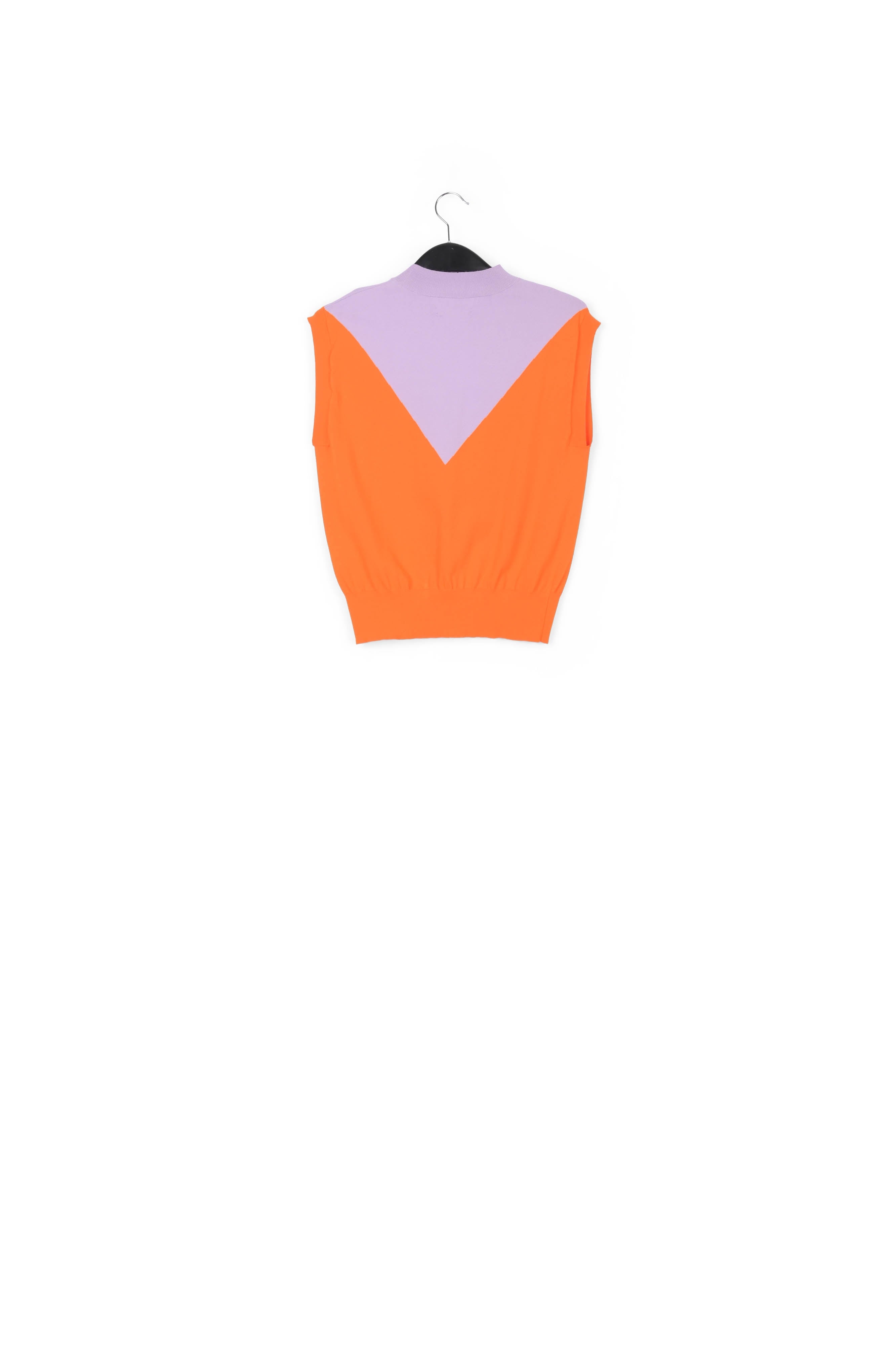 Orange and lilac knitted sleeveless top RE—SSENTIEL | Essentiel second hand