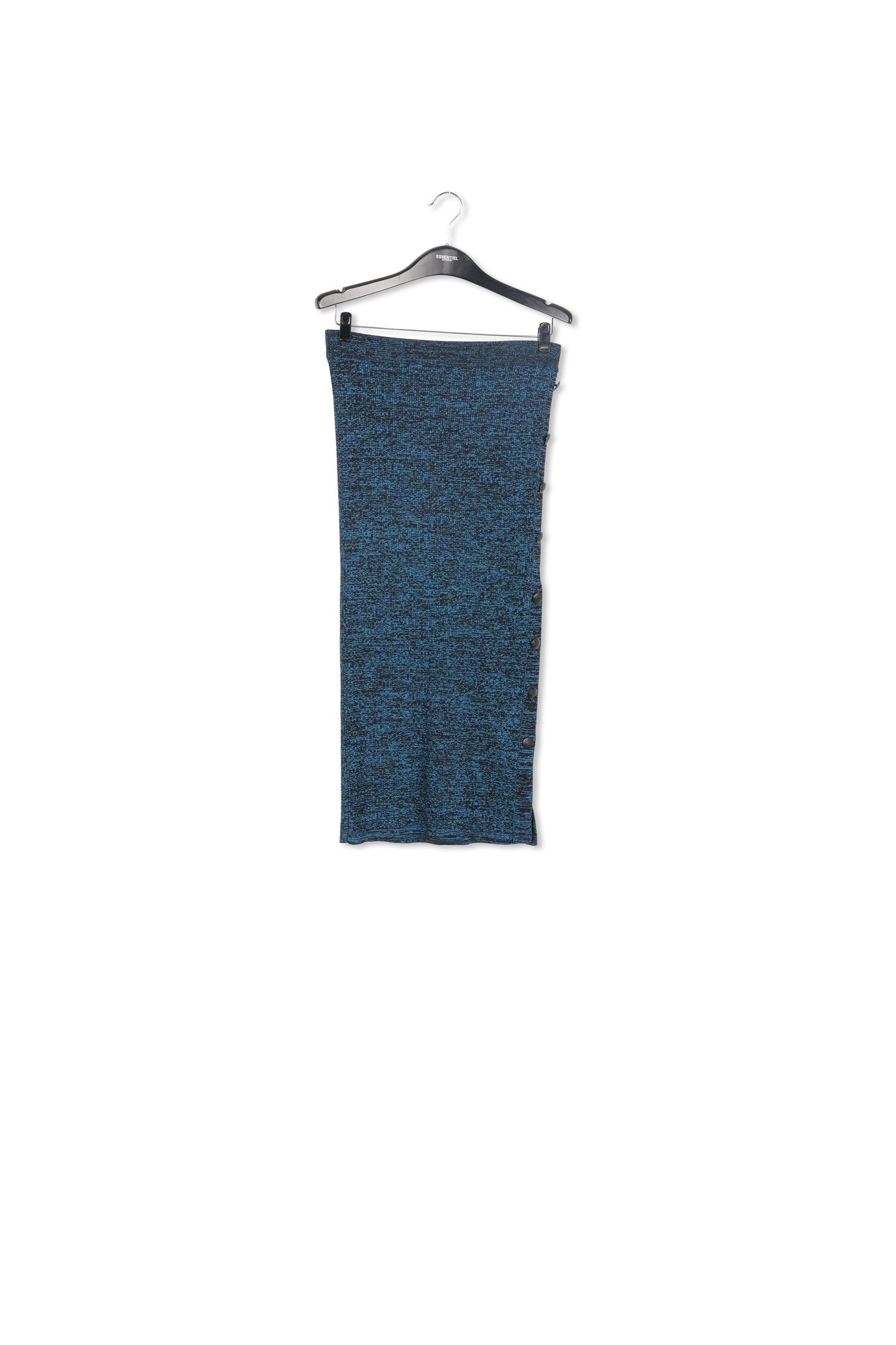 Blue and black mélange ribbed-knit midi skirt RE—SSENTIEL | Essentiel second hand