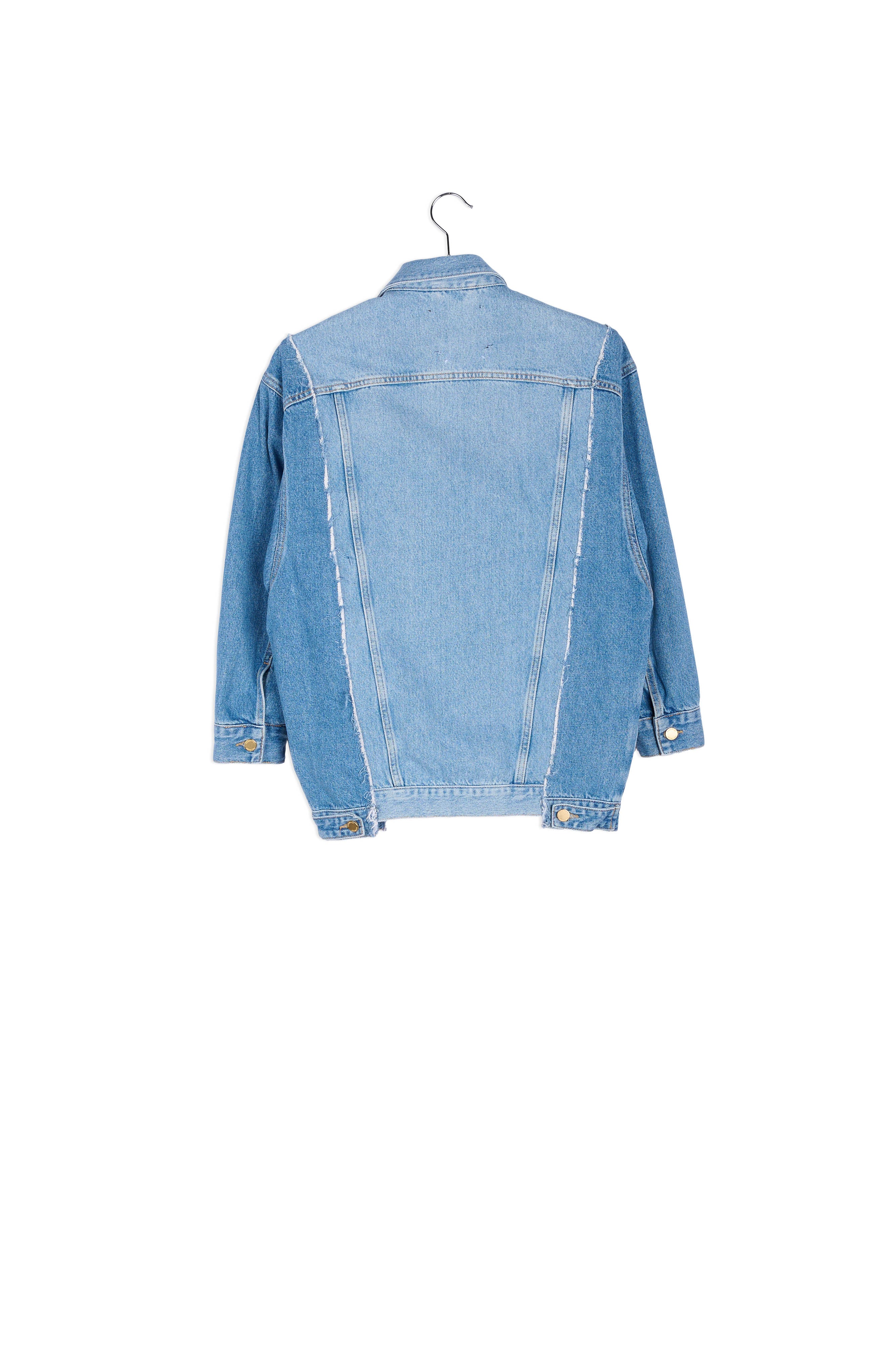 Two-tone frayed oversized denim jacket RE—SSENTIEL | Essentiel second hand