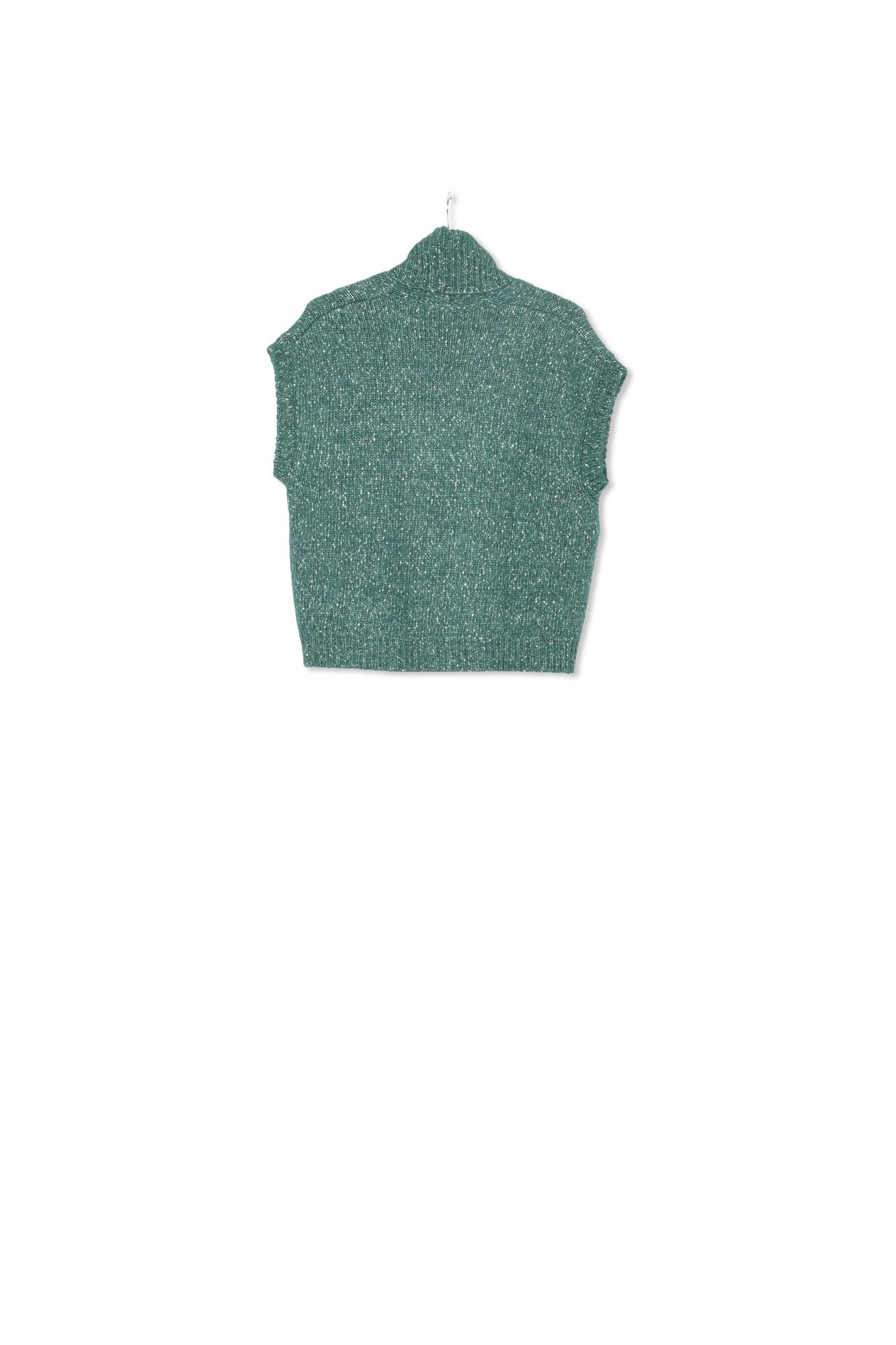 Dark green mélange sleeveless sweater with separate collar RE—SSENTIEL | Essentiel second hand