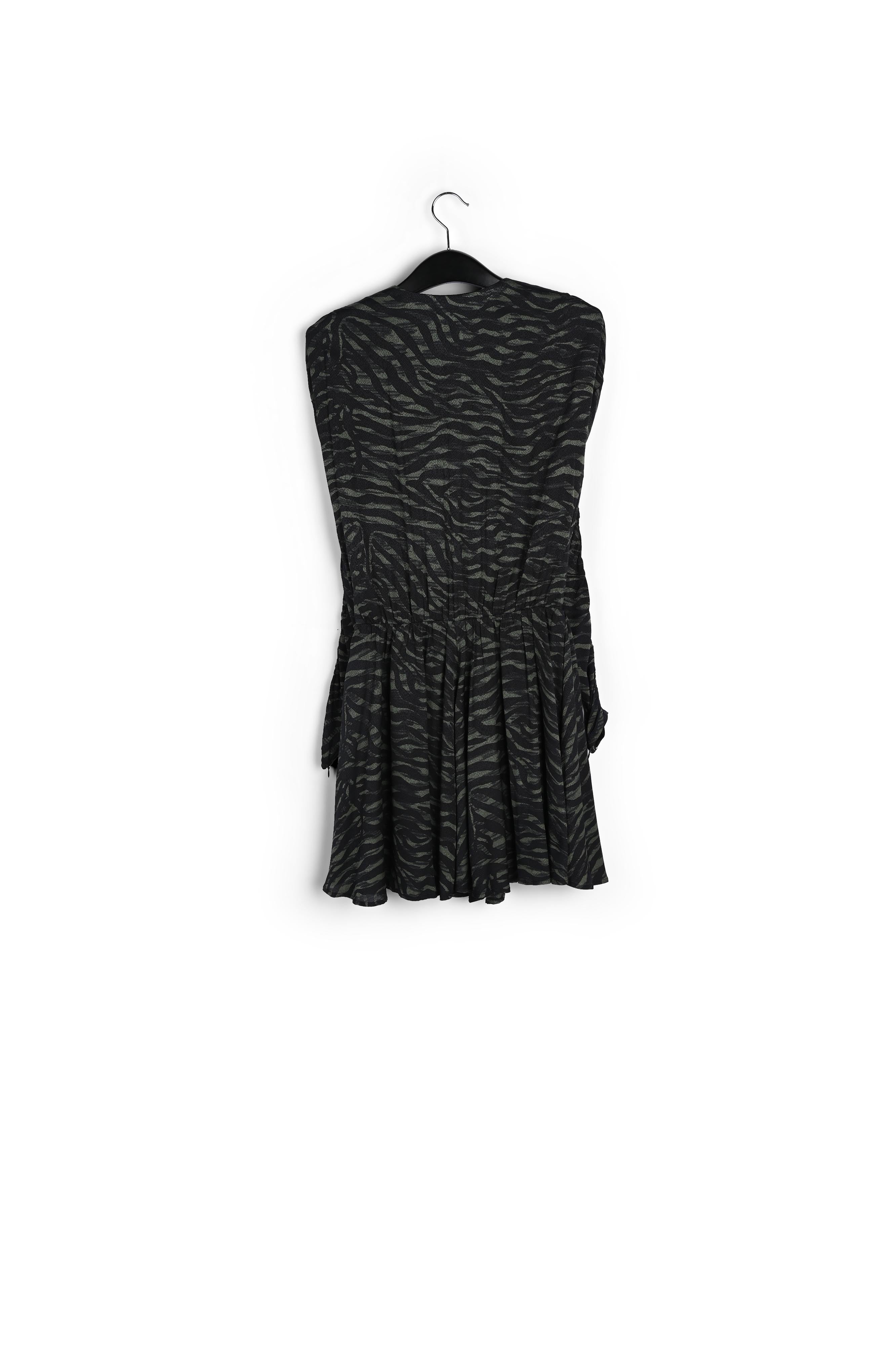 Mini-jurk met kaki en zwarte zebraprint RE—SSENTIEL | Essentiel second hand