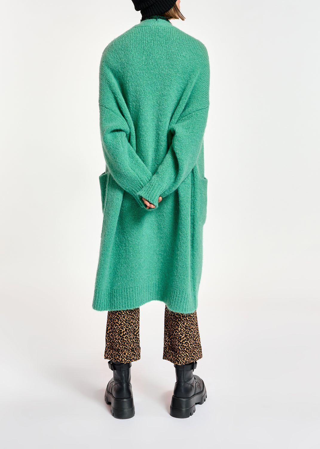 Teal midi-length mohair-blend cardigan RE—SSENTIEL | Essentiel second hand