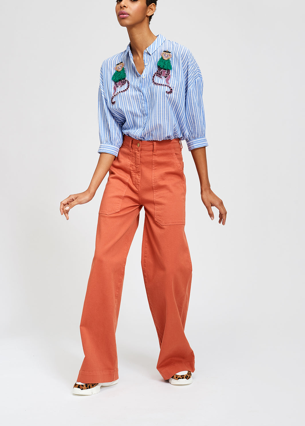 Striped shirt with monkey embroidery RE—SSENTIEL | Essentiel second hand