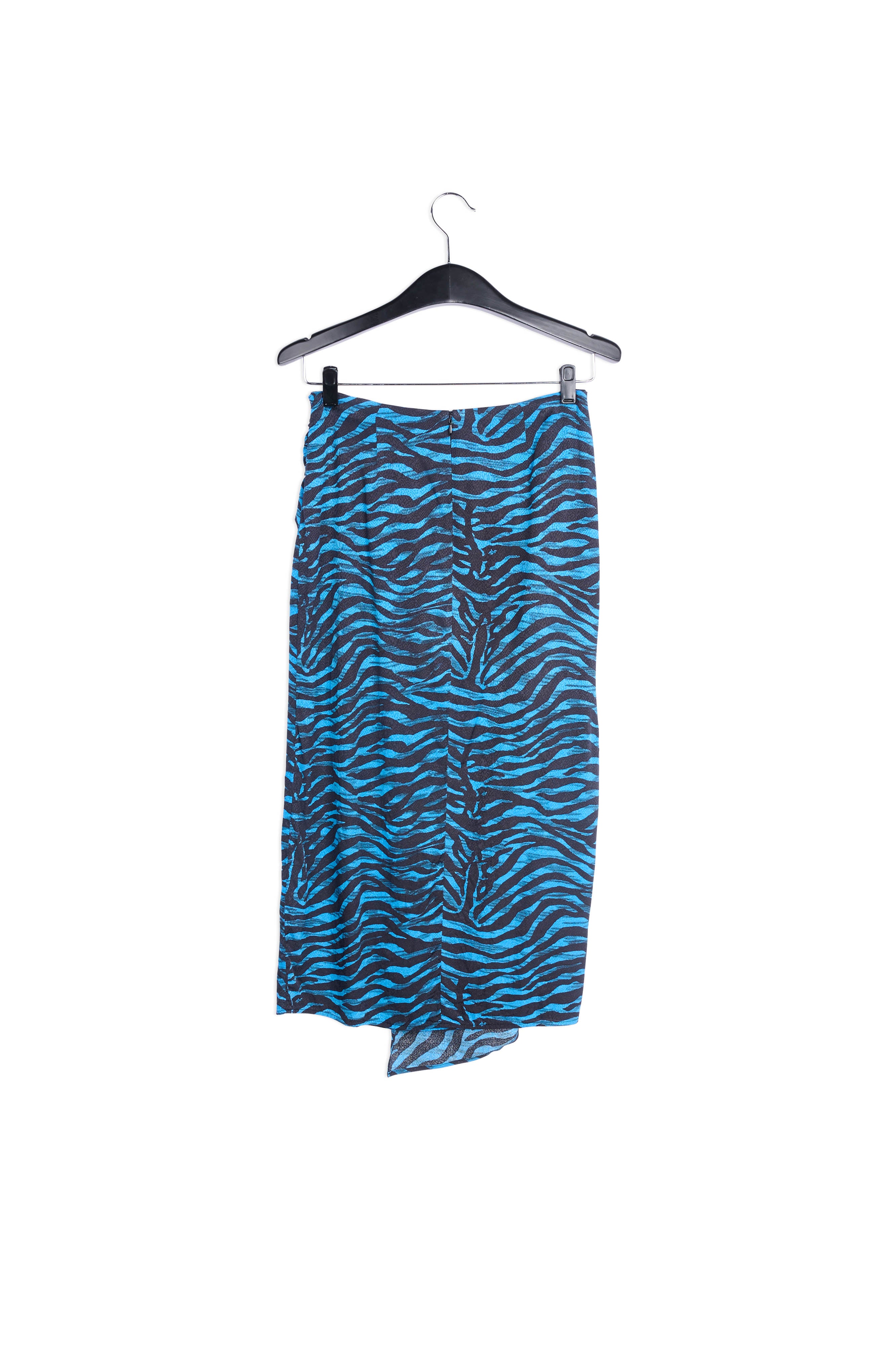 Blue and black wrap effect long pencil skirt RE—SSENTIEL | Essentiel second hand