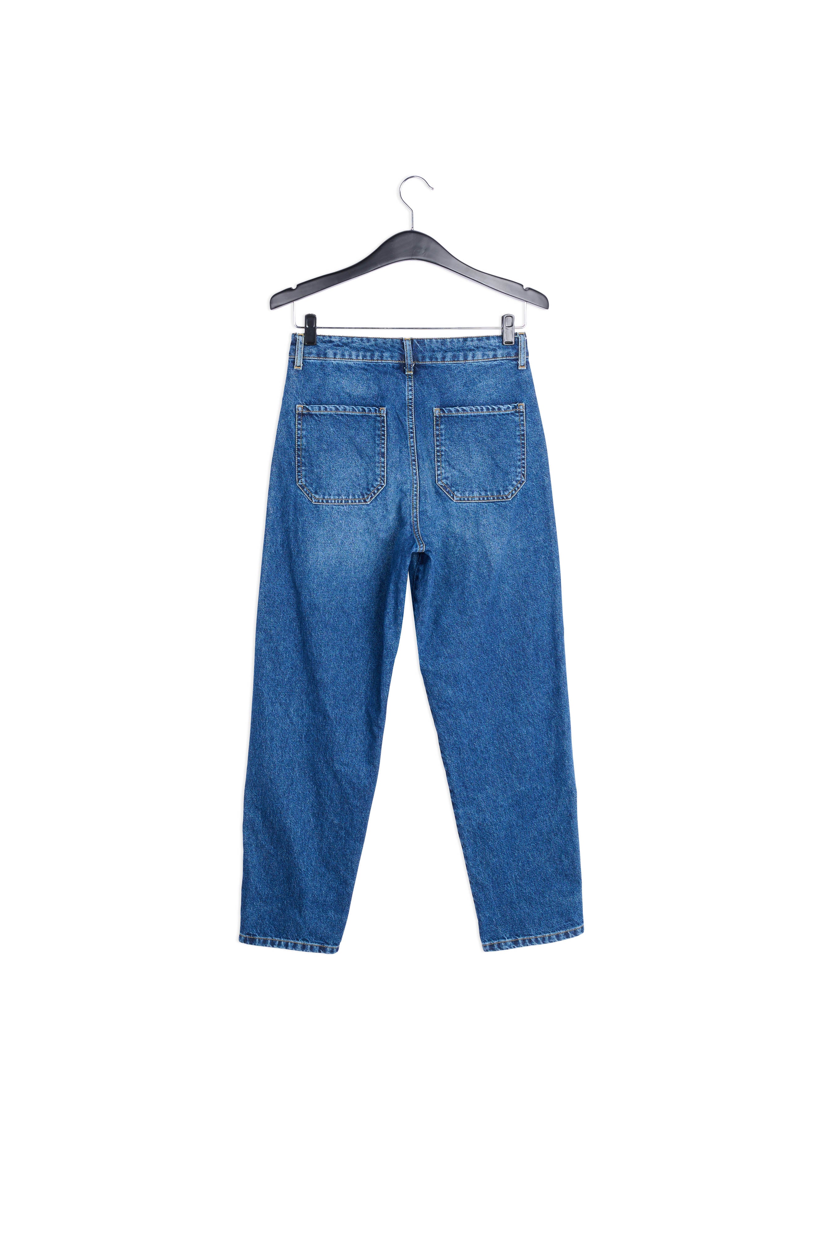 Jean boyfriend court taille haute en coton bleu marine RE—SSENTIEL | Essentiel second hand