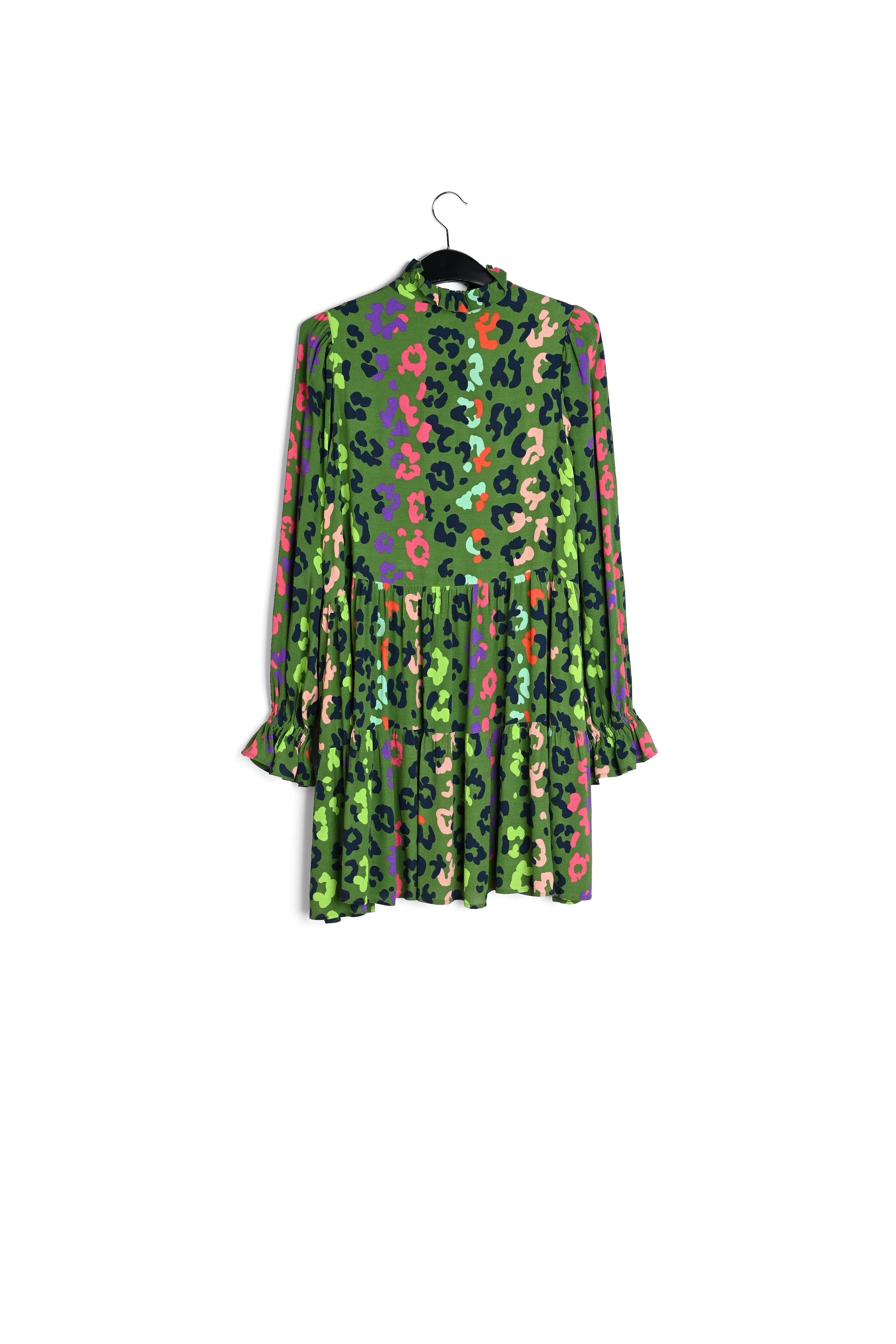 Groene mini-jurk met luipaardprint RE—SSENTIEL | Essentiel second hand